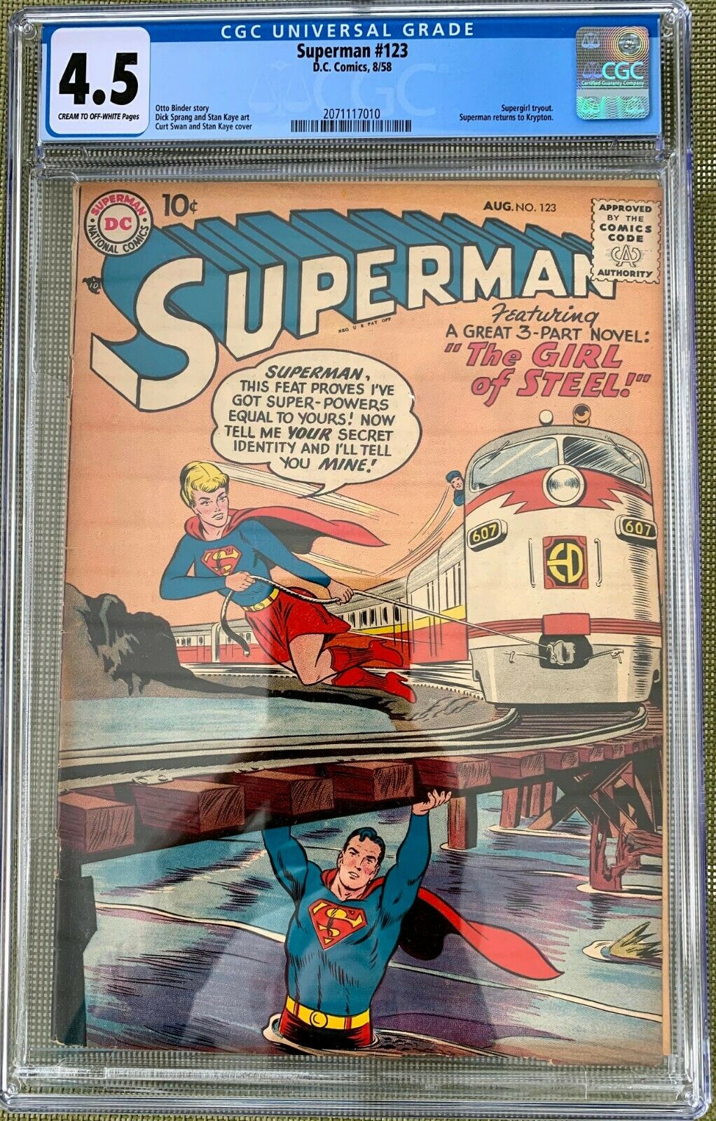 Superman #123 CGC 4.5 cr/ow