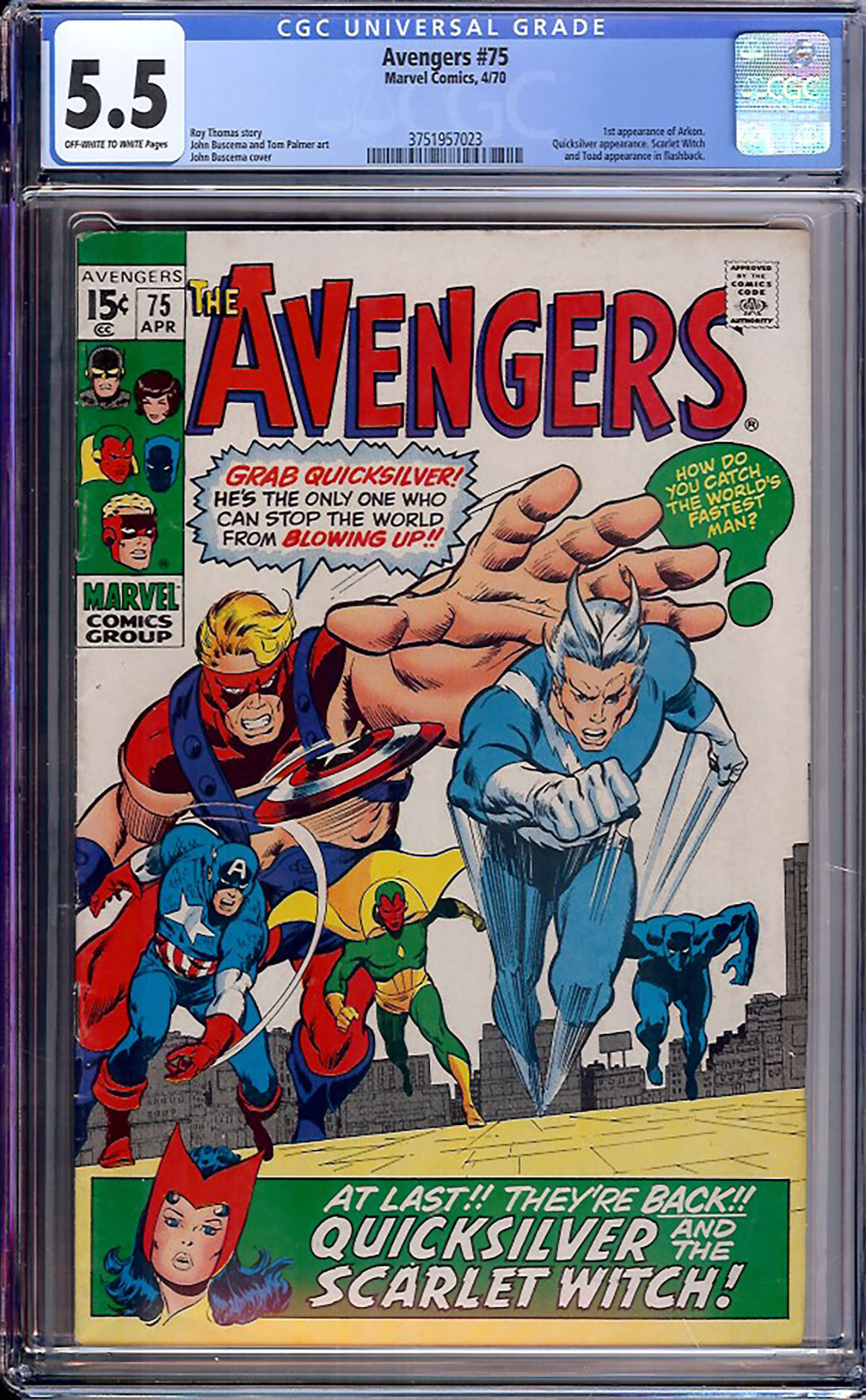 Avengers #75 CGC 5.5 ow/w