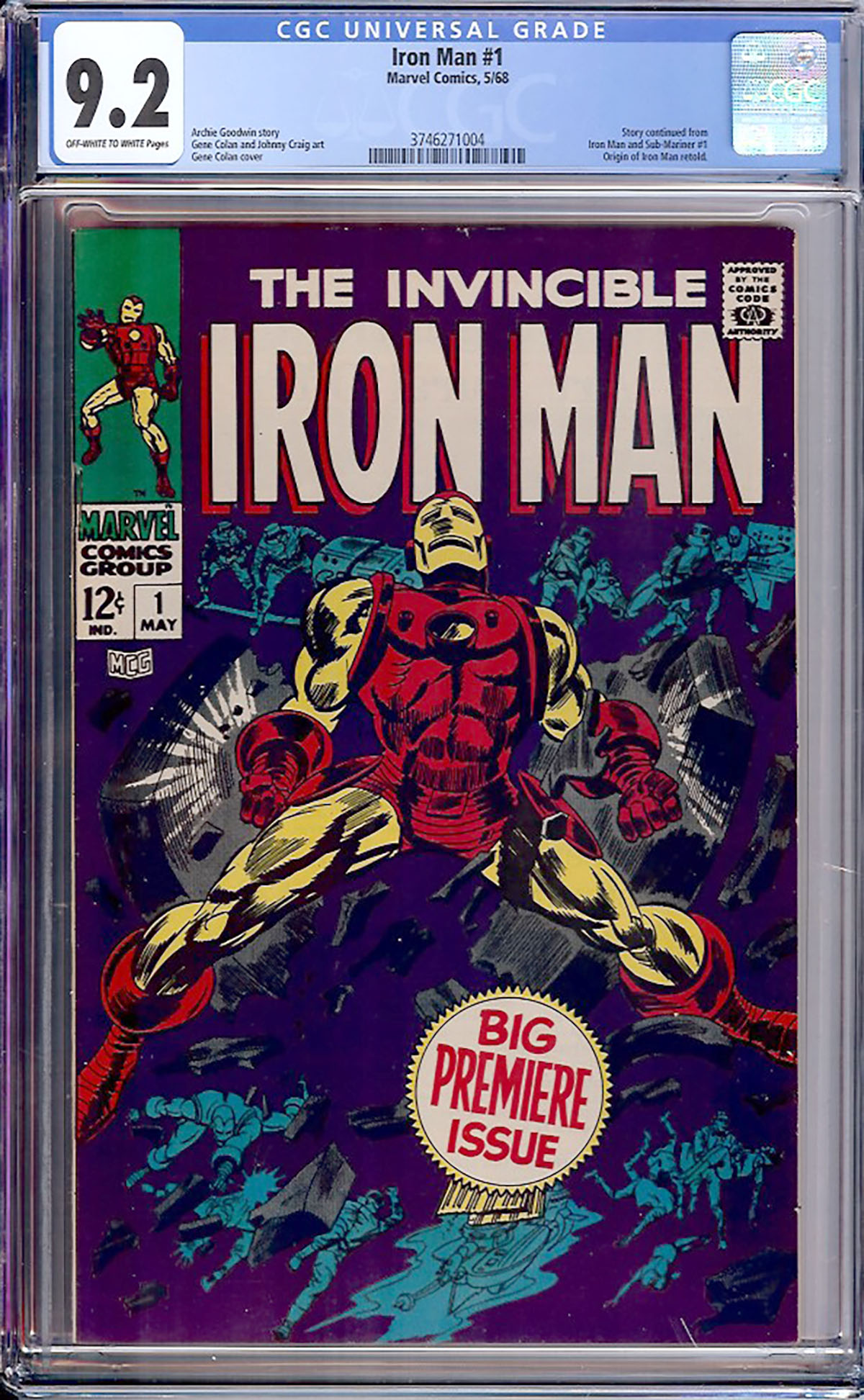 Iron Man #1 CGC 9.2 ow/w