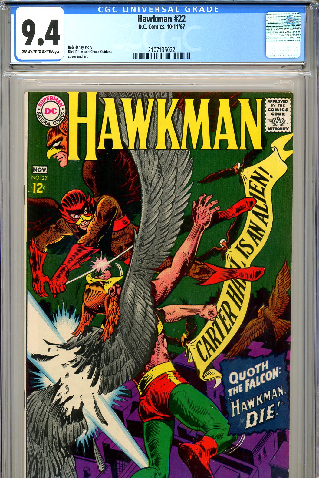 Hawkman #22 CGC 9.4 ow/w