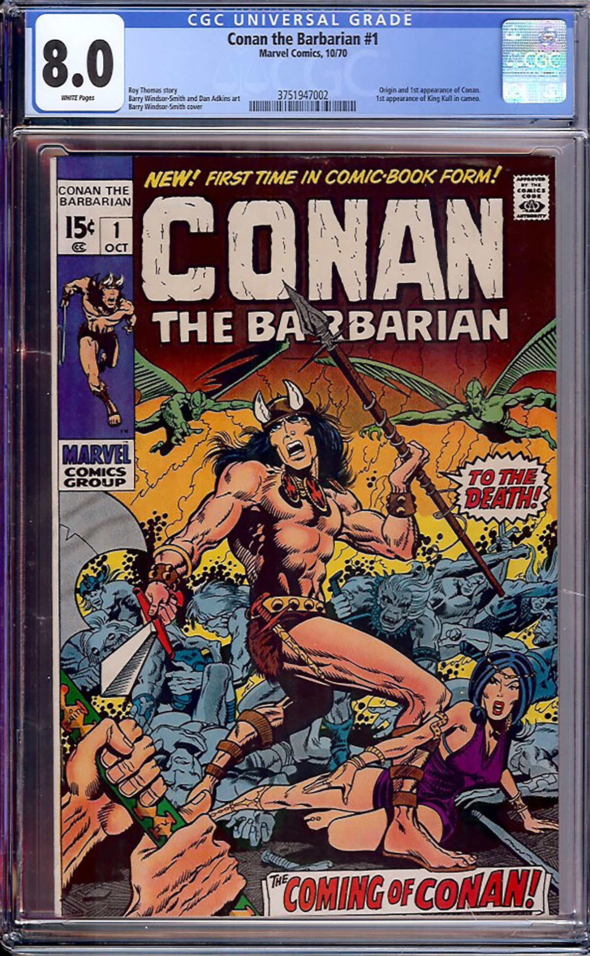 Conan The Barbarian #1 CGC 8.0 w