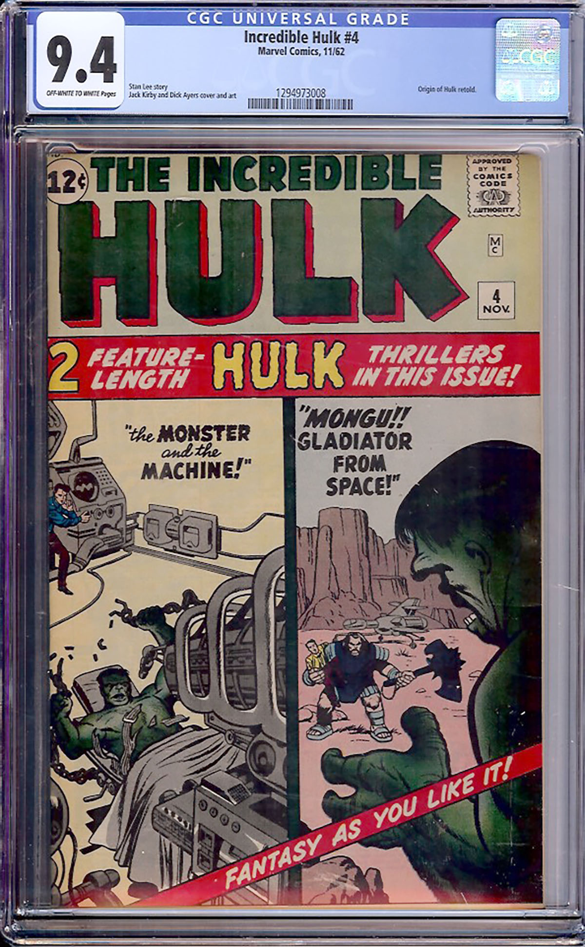 Incredible Hulk #4 CGC 9.4 ow/w