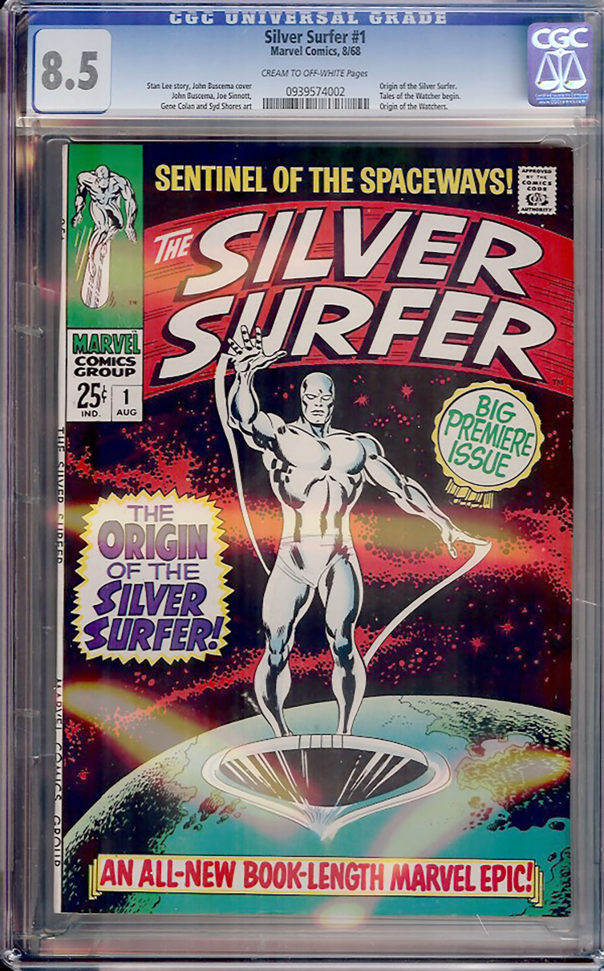 Silver Surfer #1 CGC 8.5 cr/ow