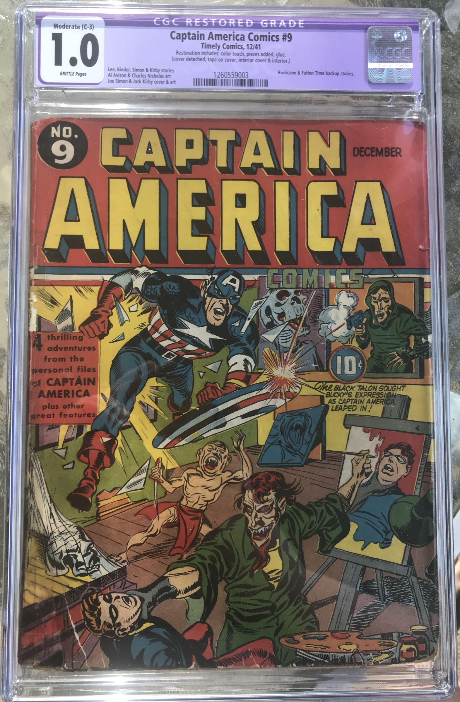 Captain America Comics #9 CGC 1.0 b