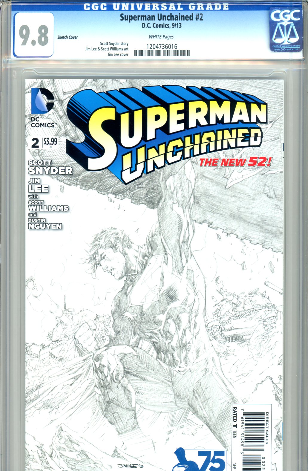 Superman Unchained #2 CGC 9.8 w Sketch Cover