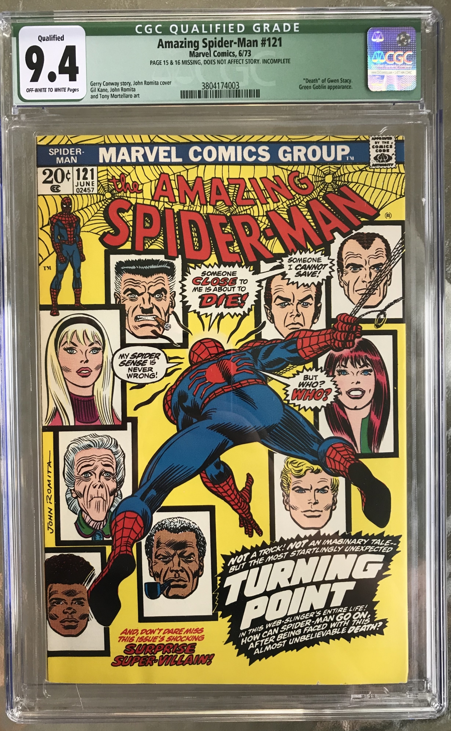 Amazing Spider-Man #121 CGC 9.4 ow/w