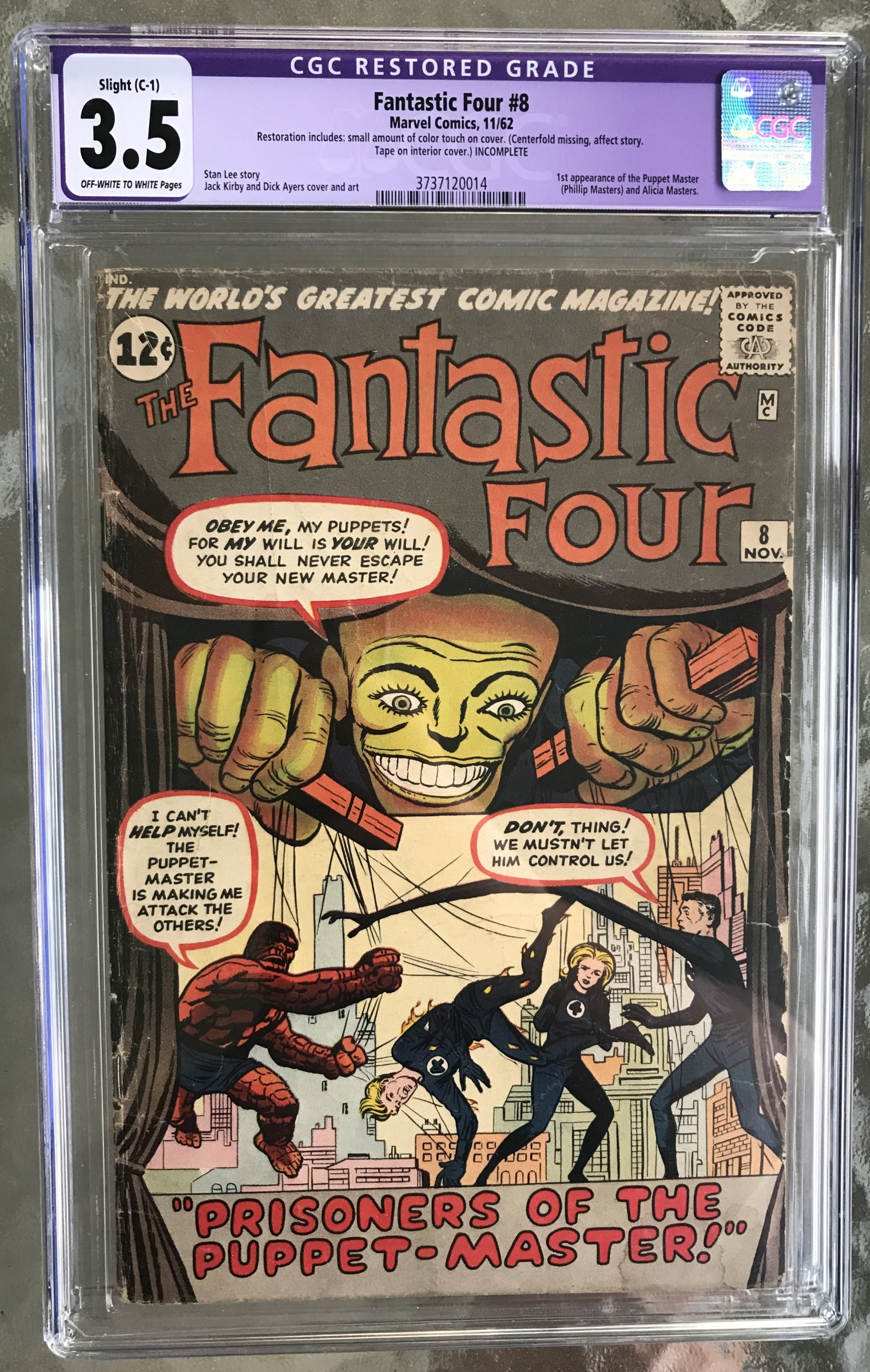 Fantastic Four #8 CGC 3.5 ow/w