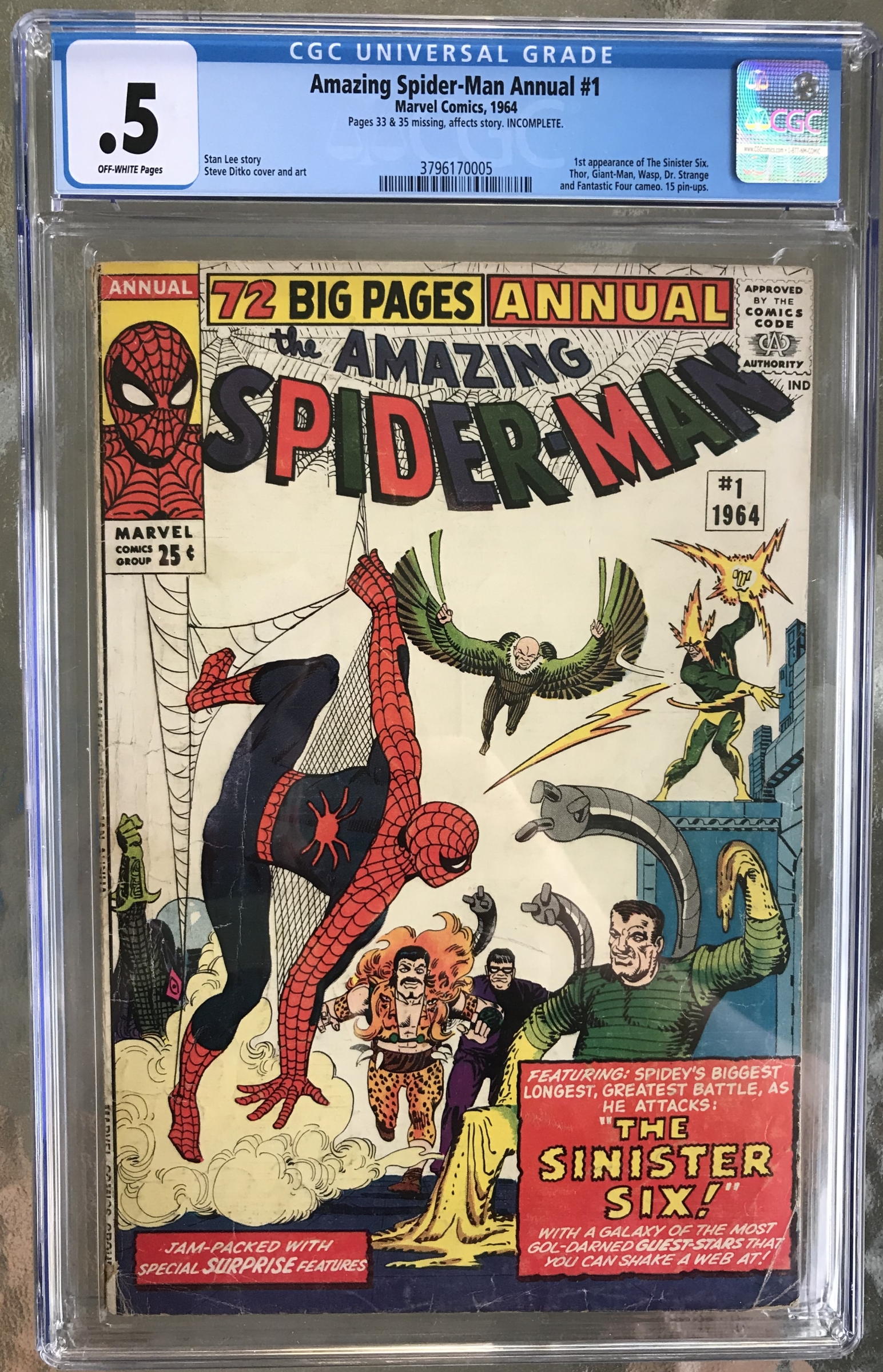 Amazing Spider-Man Annual #1 CGC 0.5 ow