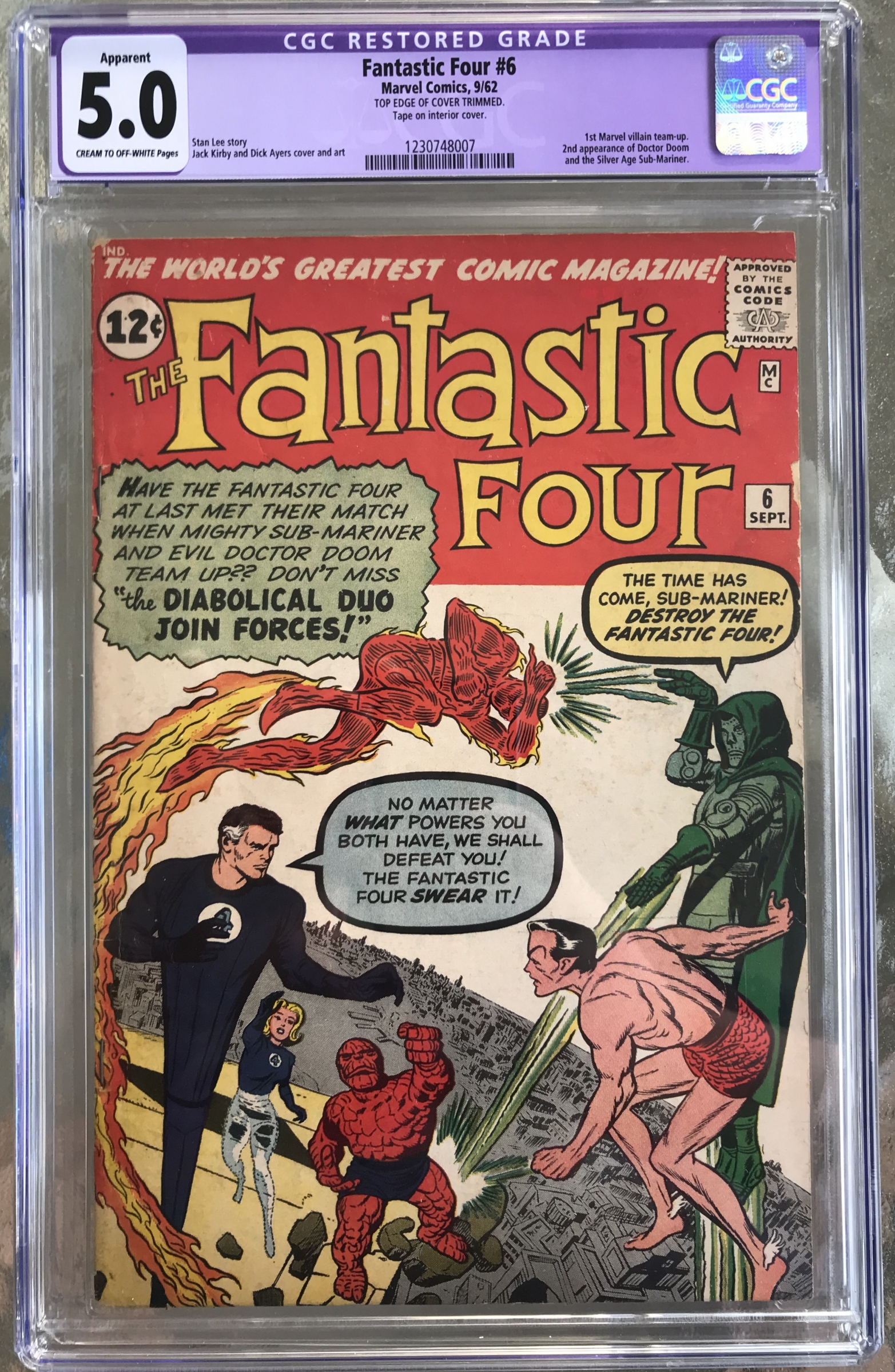 Fantastic Four #6 CGC 5.0 cr/ow