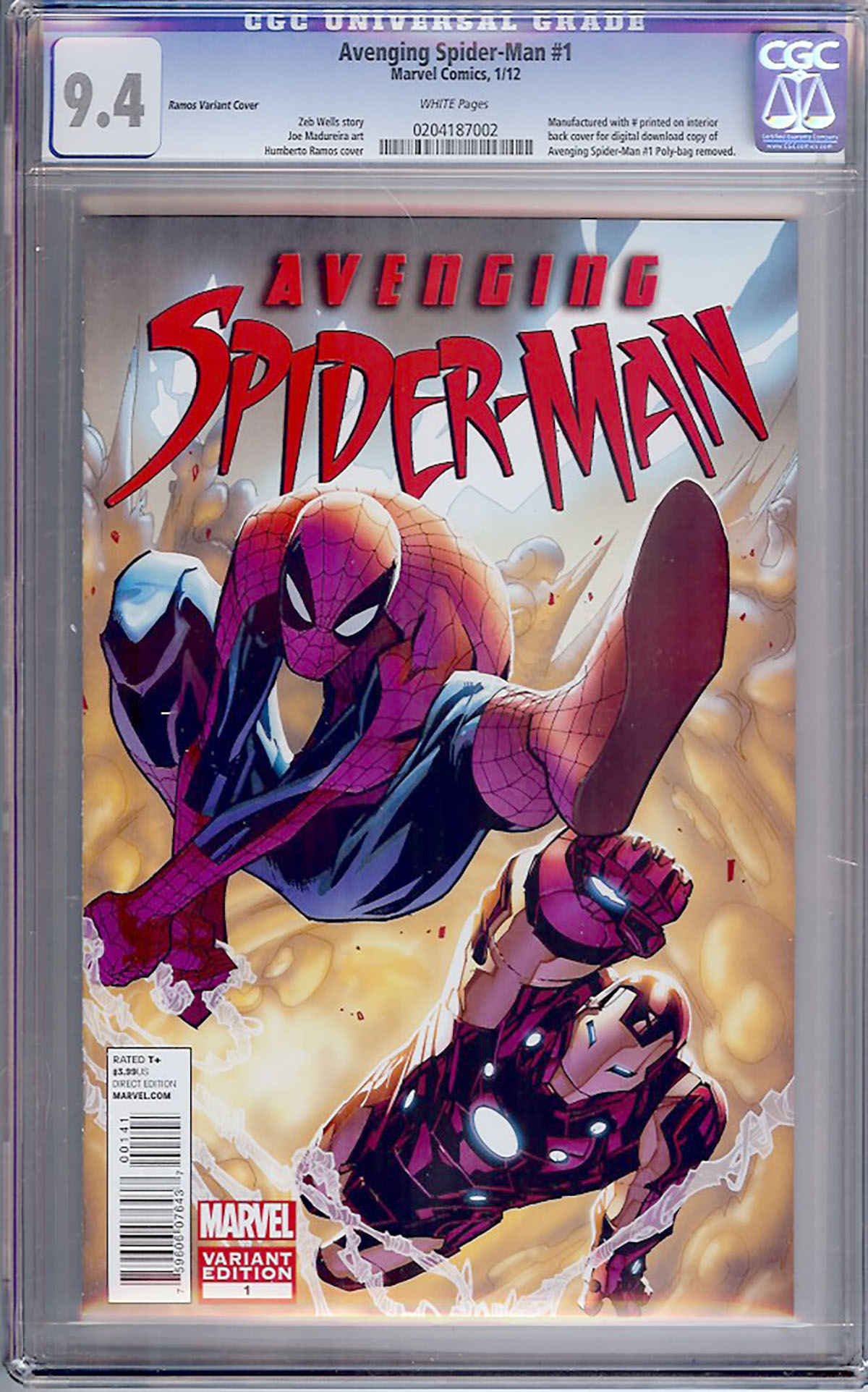 Avenging Spider-Man #1 CGC 9.4 w Ramos Variant Cover