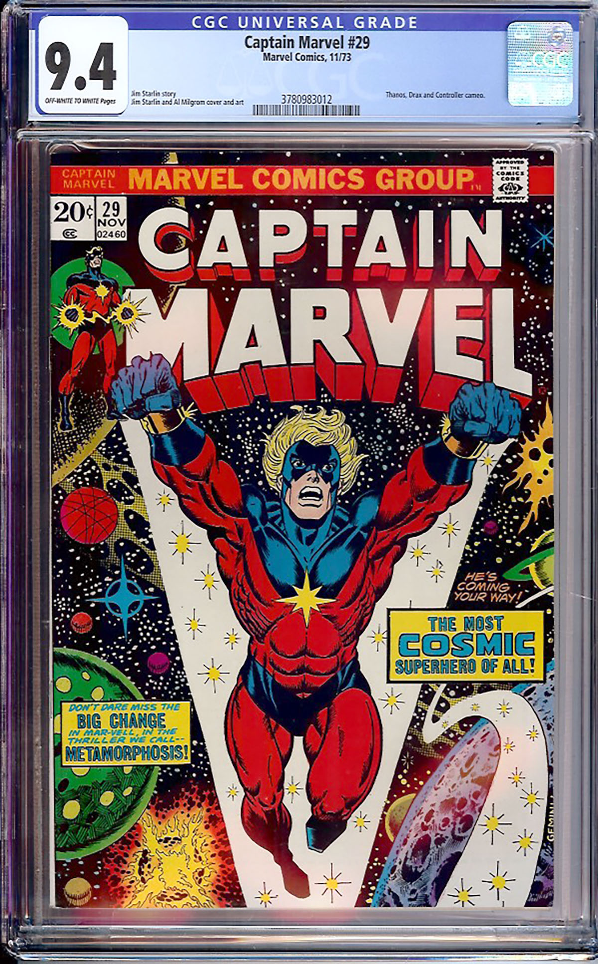 Captain Marvel #29 CGC 9.4 ow/w
