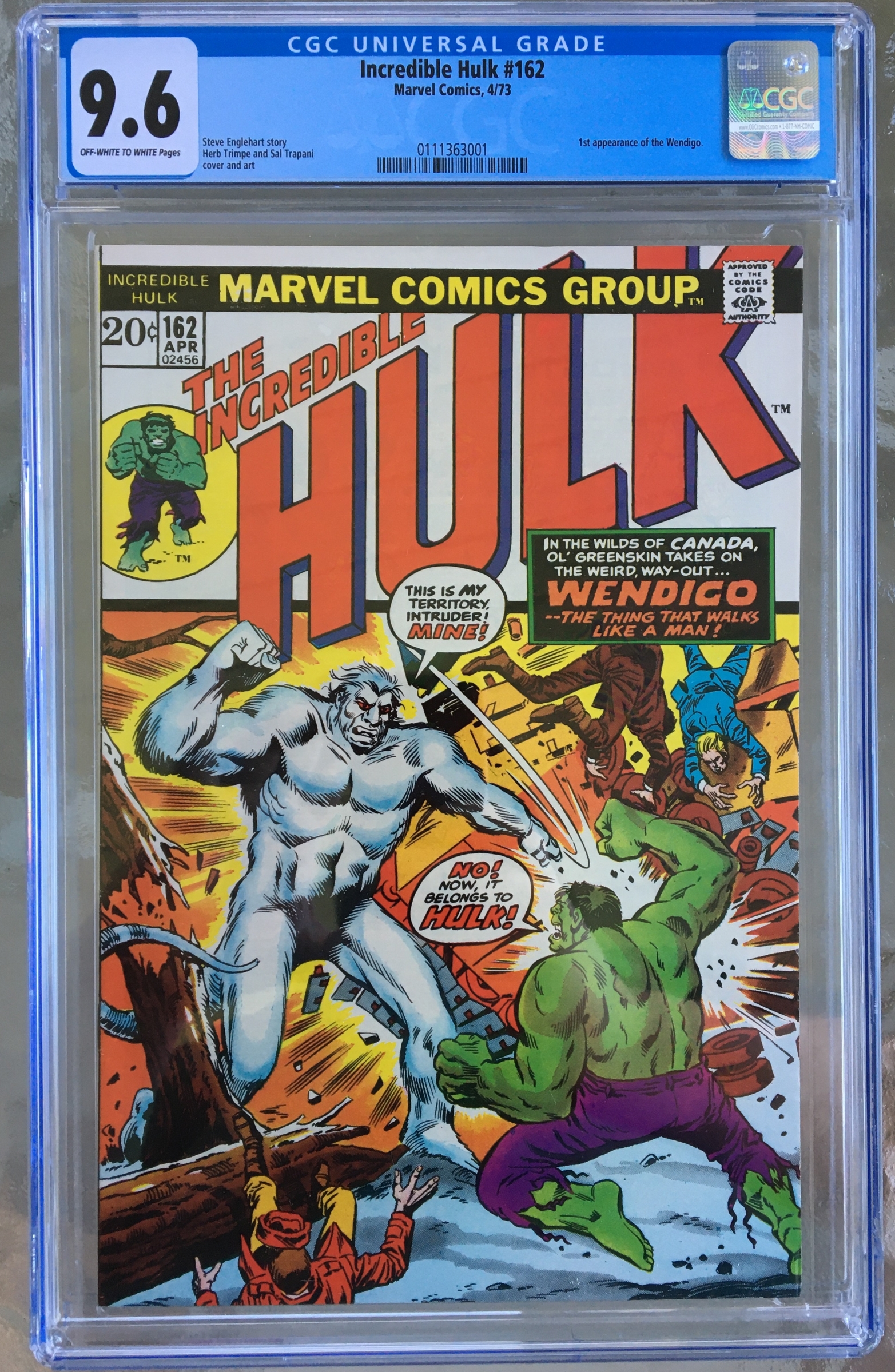 Incredible Hulk #162 CGC 9.6 ow/w