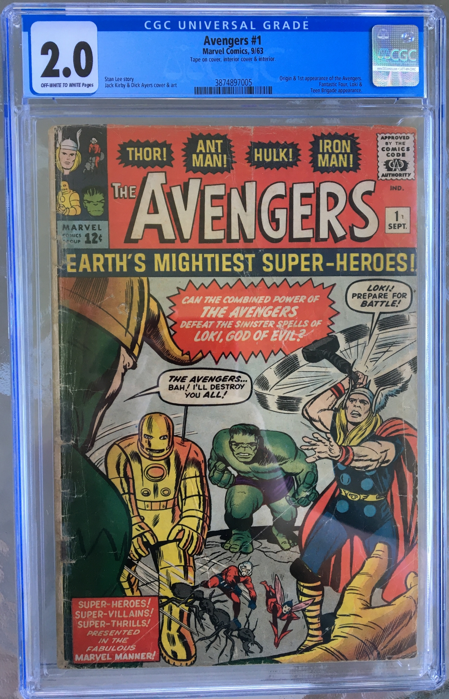 Avengers #1 CGC 2.0 ow/w