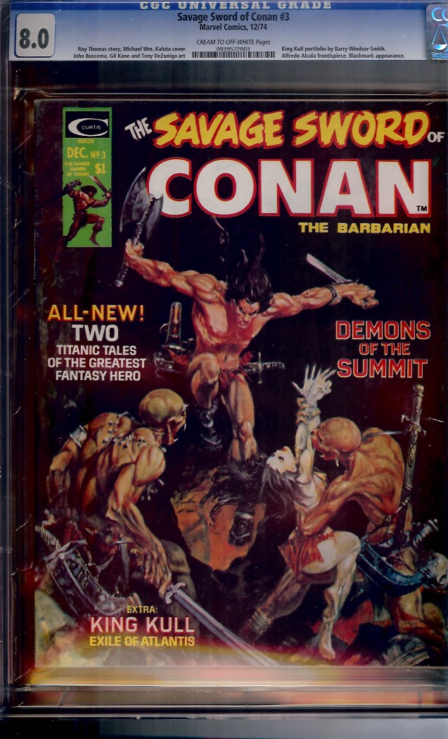 Savage Sword of Conan #3 CGC 8.0 cr/ow