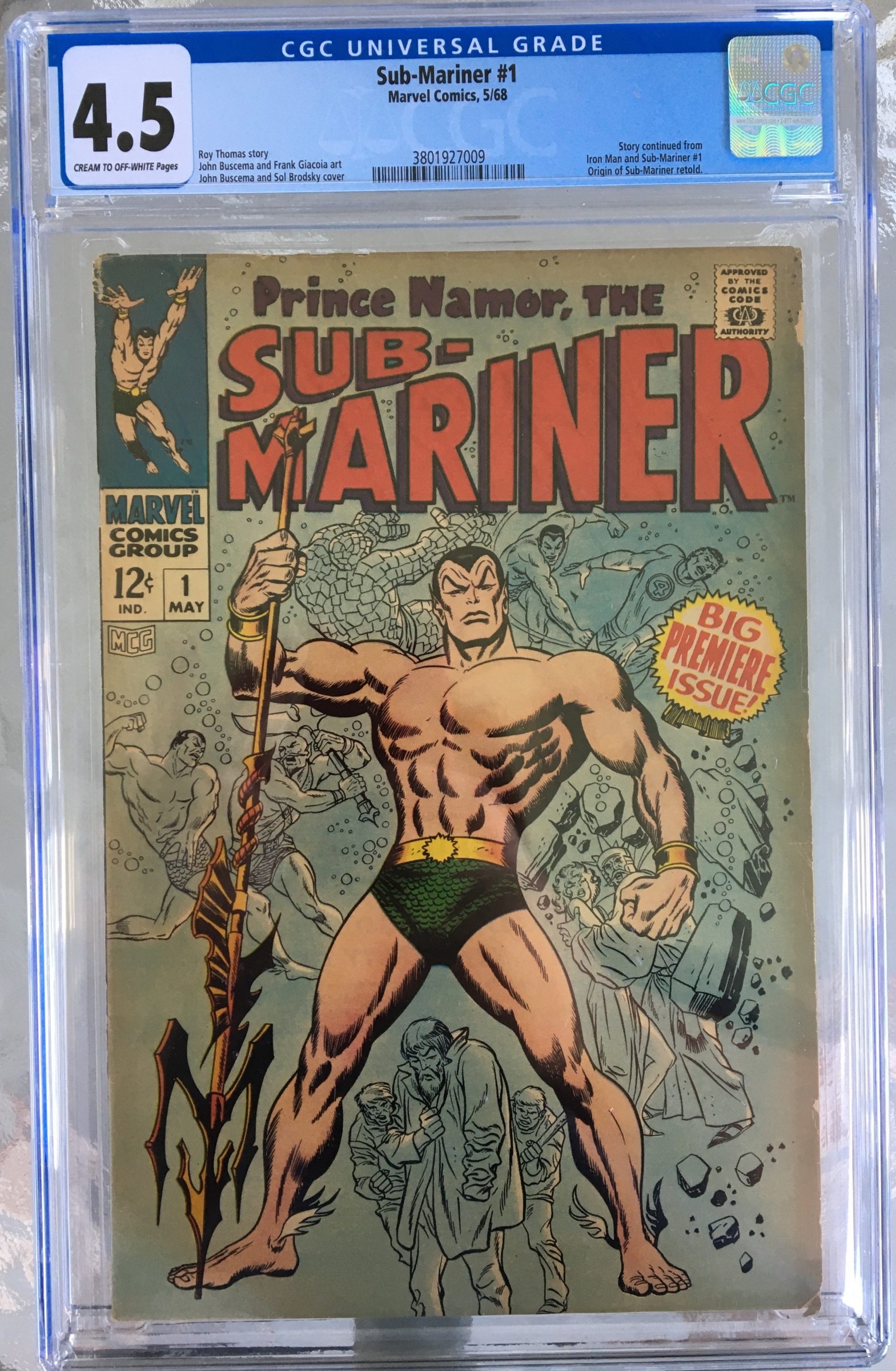 Sub-Mariner #1 CGC 4.5 cr/ow