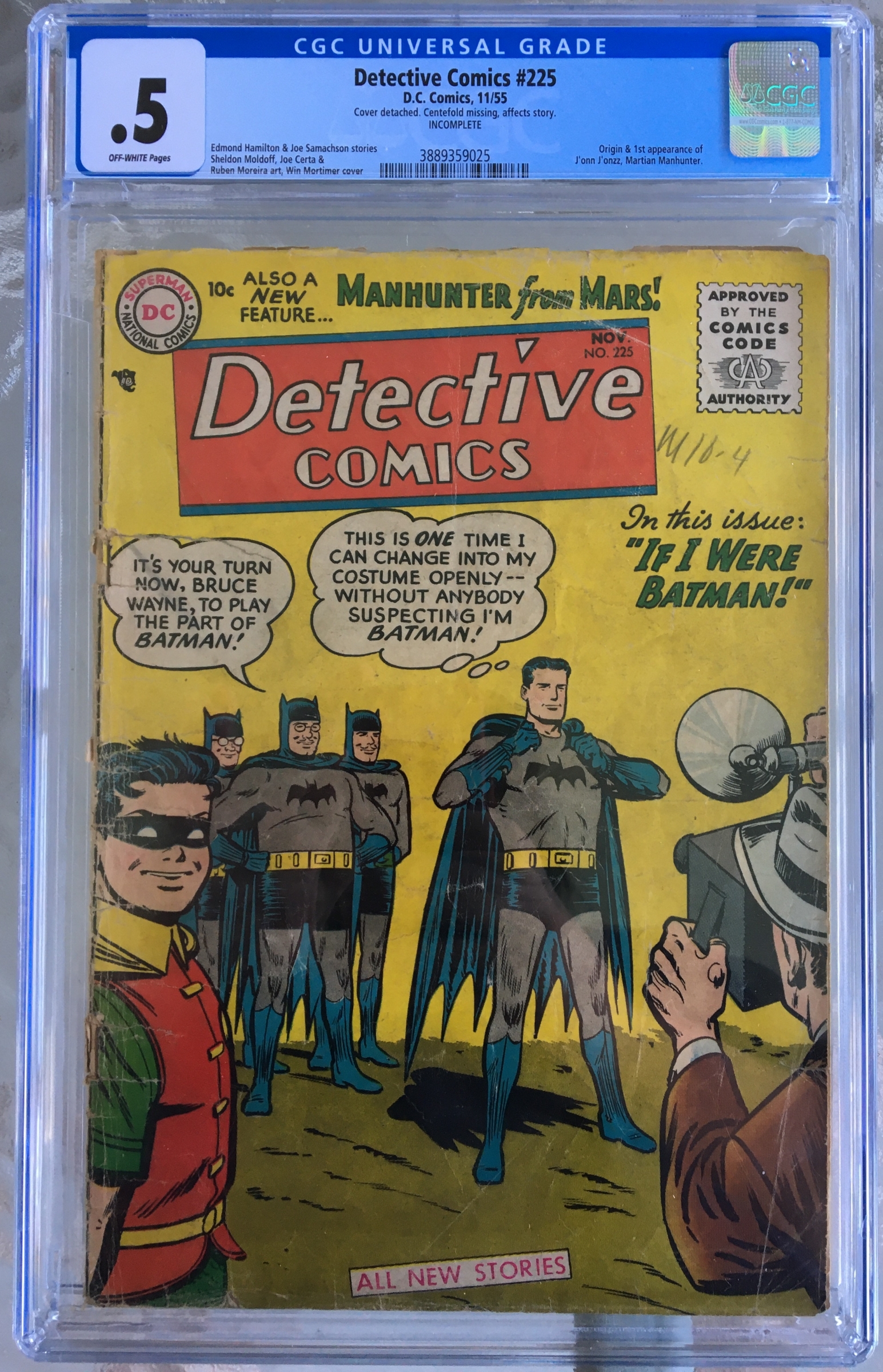 Detective Comics #225 CGC 0.5 ow