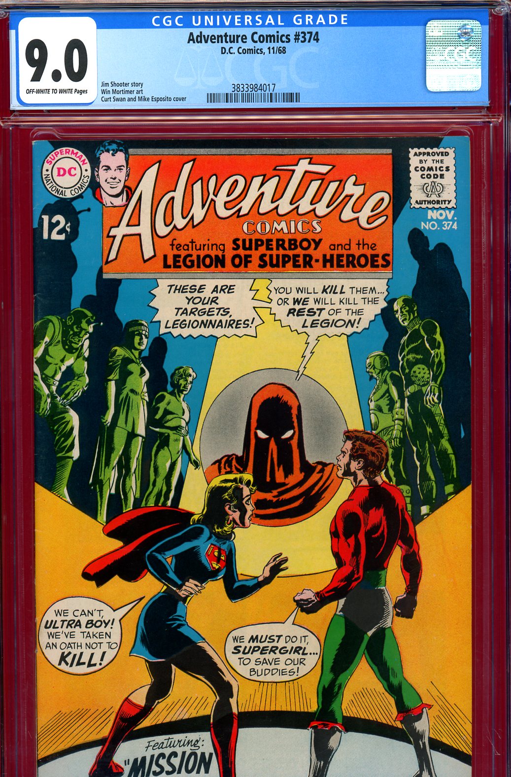 Adventure Comics #374 CGC 9.0 ow/w