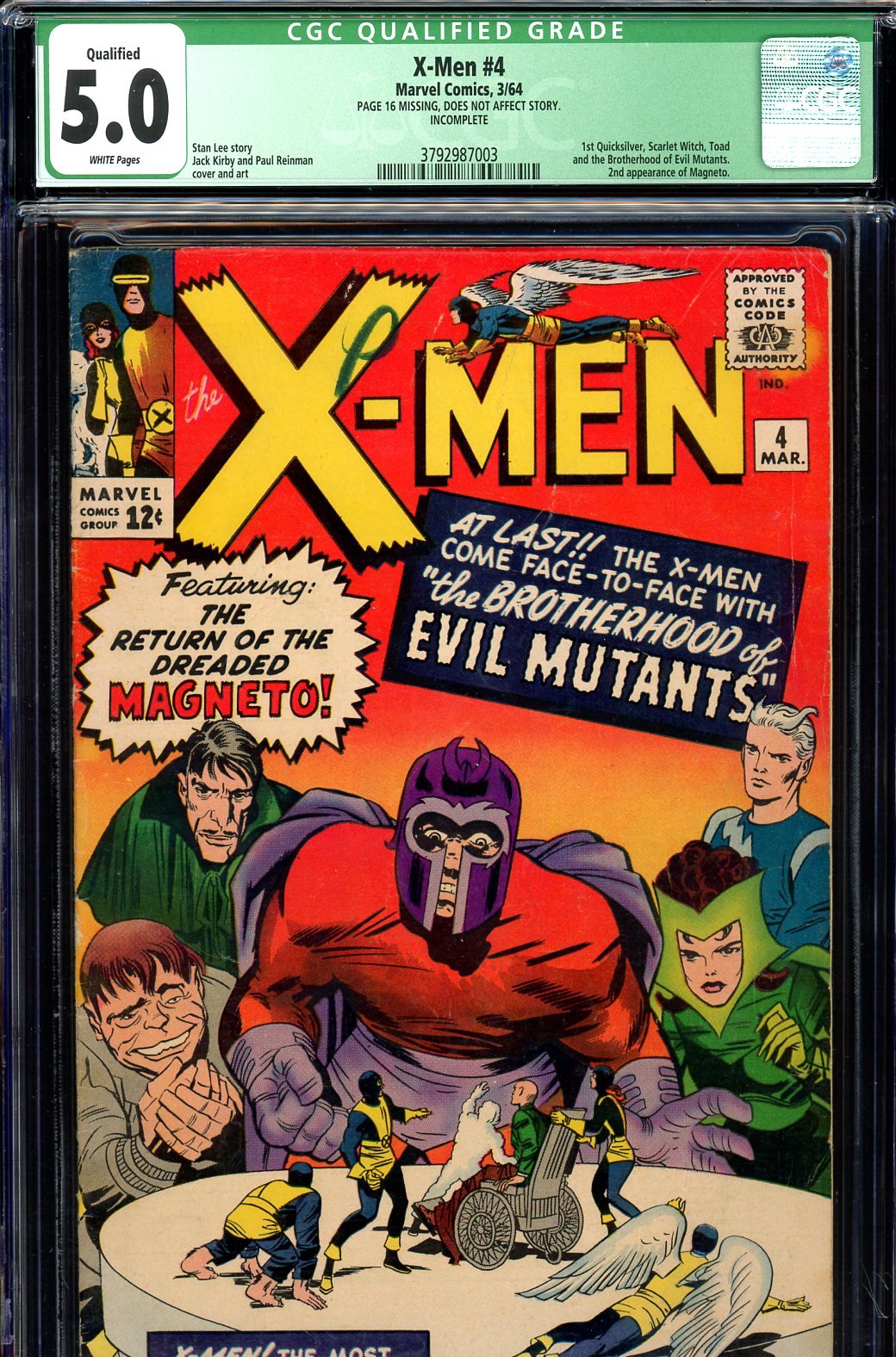 X-Men #4 CGC 5.0 w