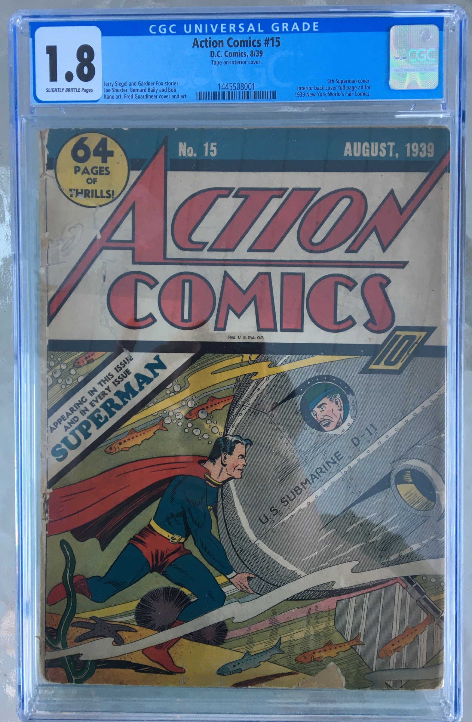 Action Comics #15 CGC 1.8 sb