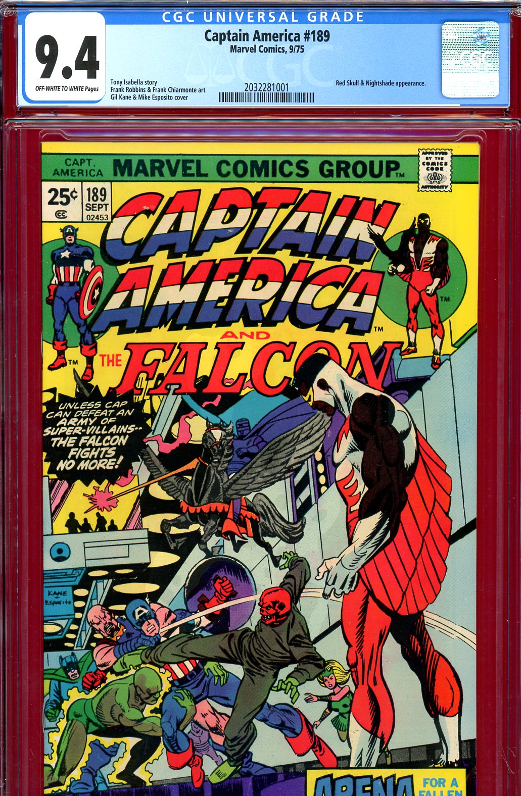 Captain America #189 CGC 9.4 ow/w
