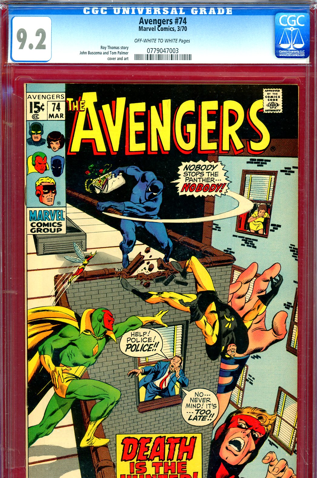 Avengers #74 CGC 9.2 ow/w