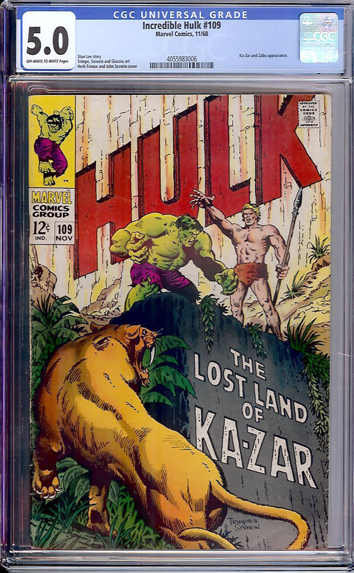 Incredible Hulk #109 CGC 5.0 ow/w