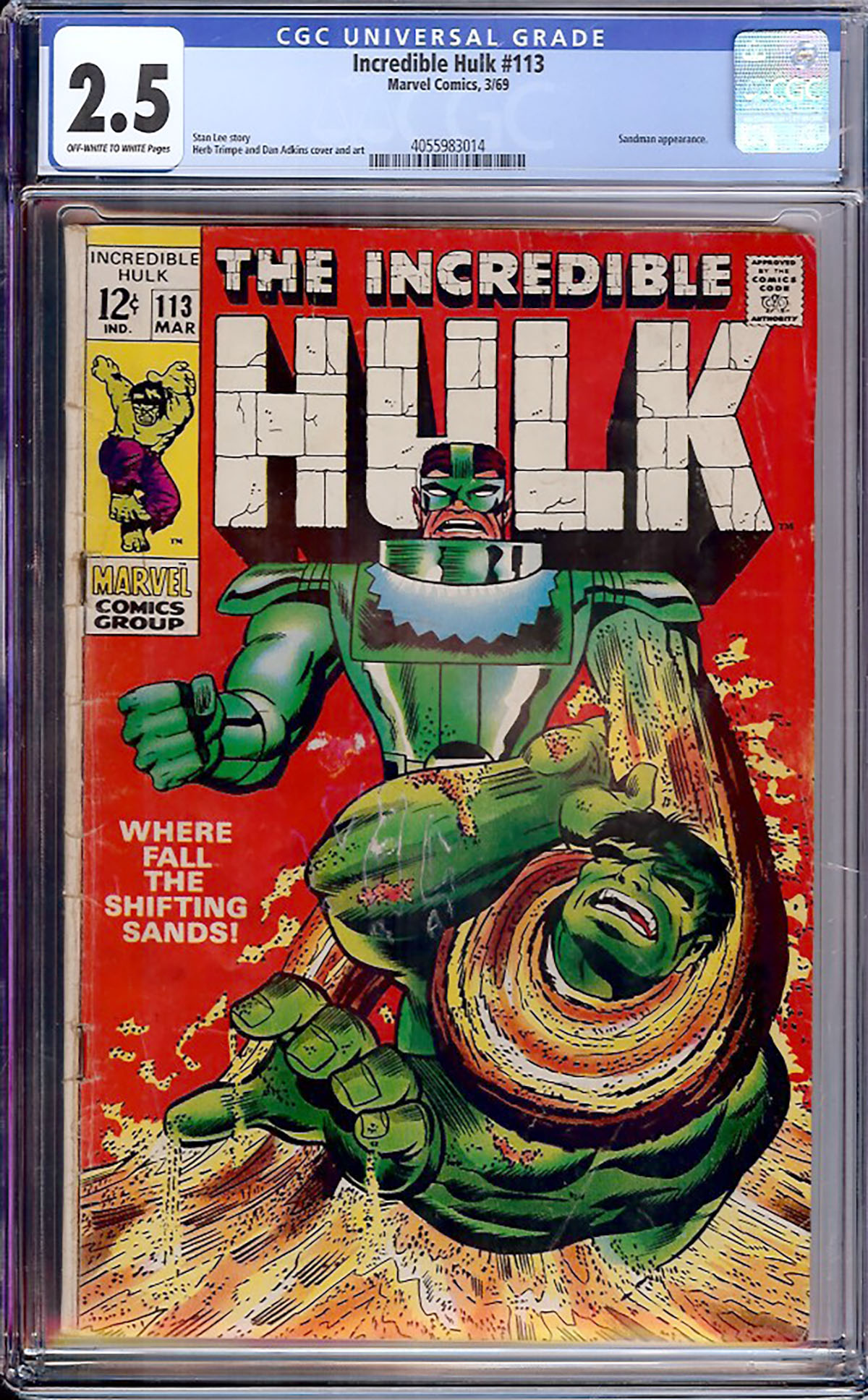 Incredible Hulk #113 CGC 2.5 ow/w