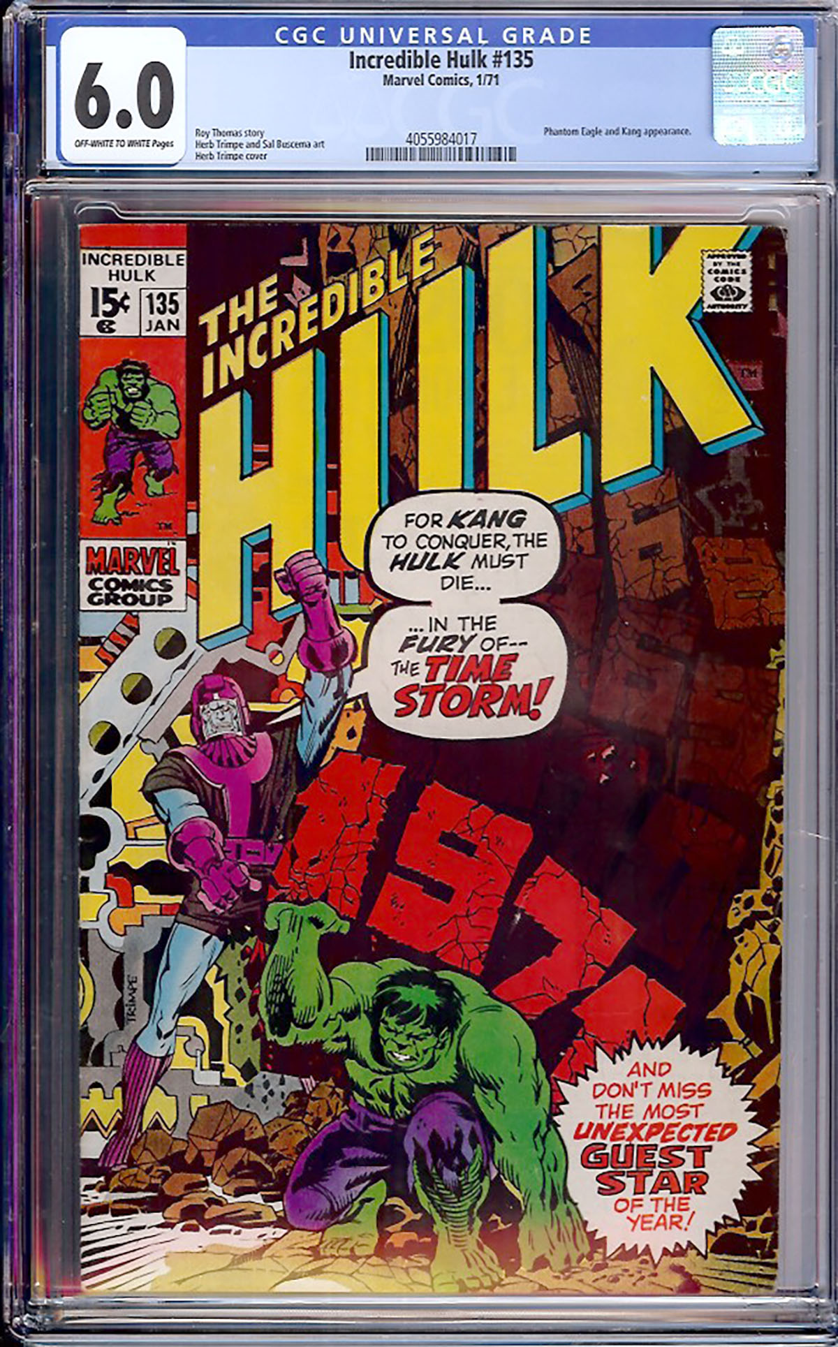 Incredible Hulk #135 CGC 6.0 ow/w