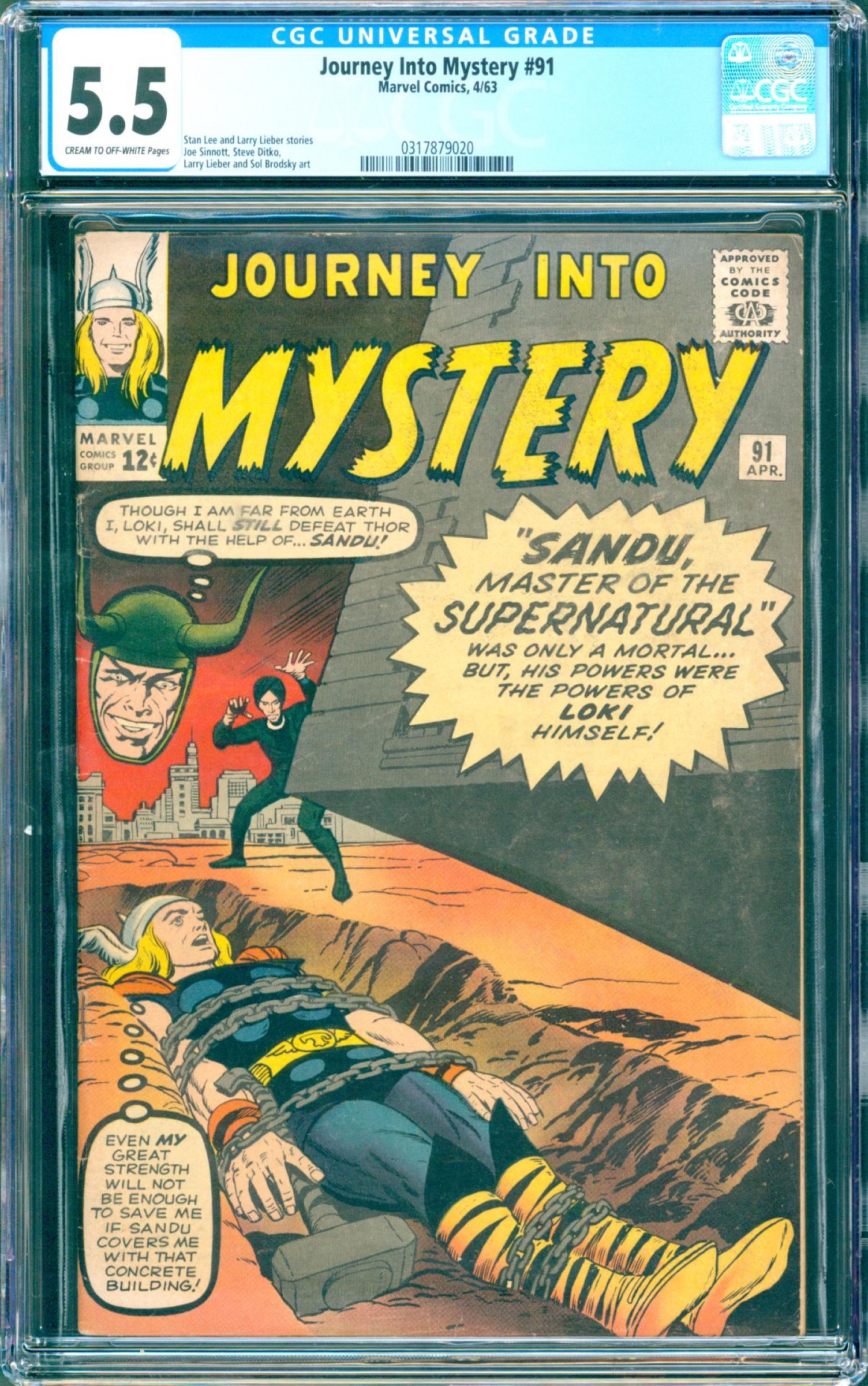 Journey Into Mystery #91 CGC 5.5 cr/ow