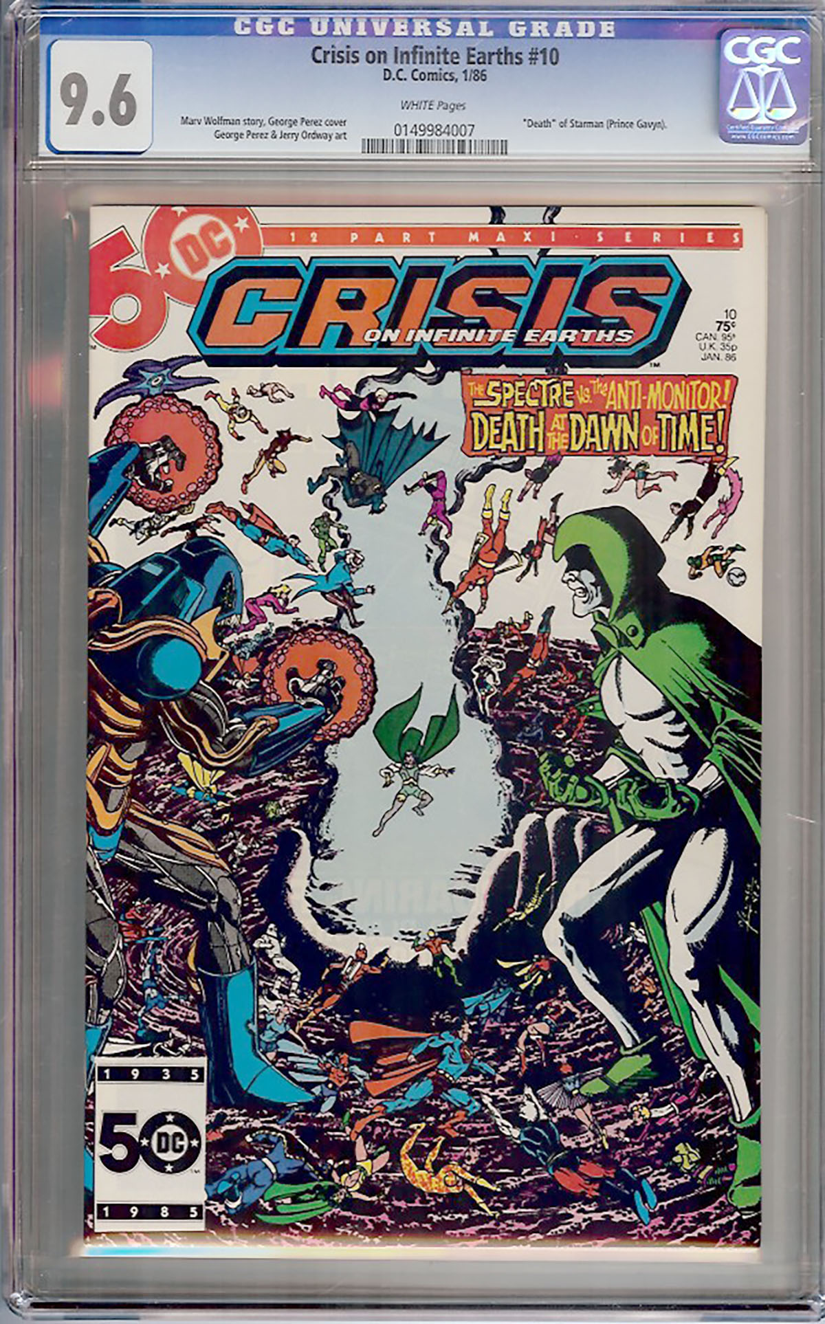 Crisis on Infinite Earths #10 CGC 9.6 w