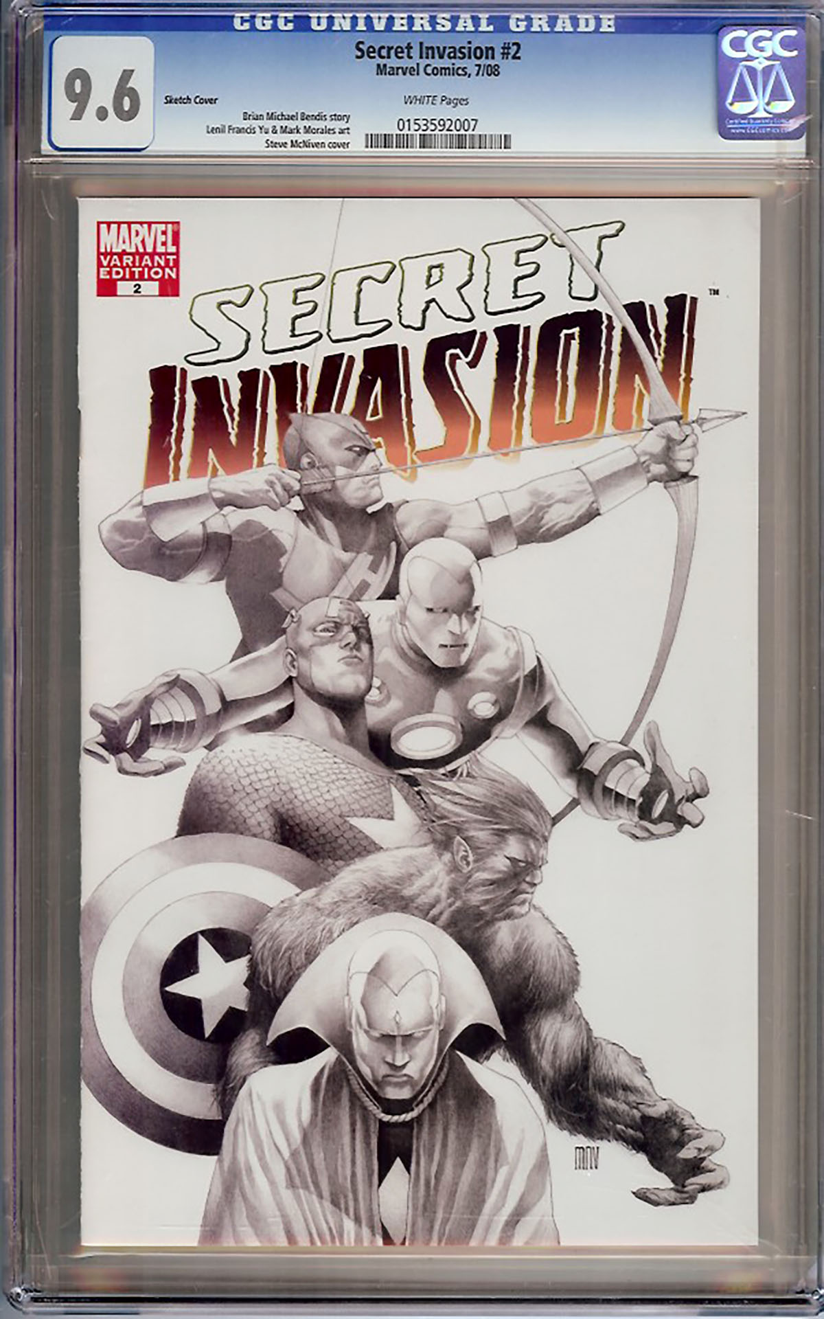Secret Invasion #2 CGC 9.6 w Sketch Cover