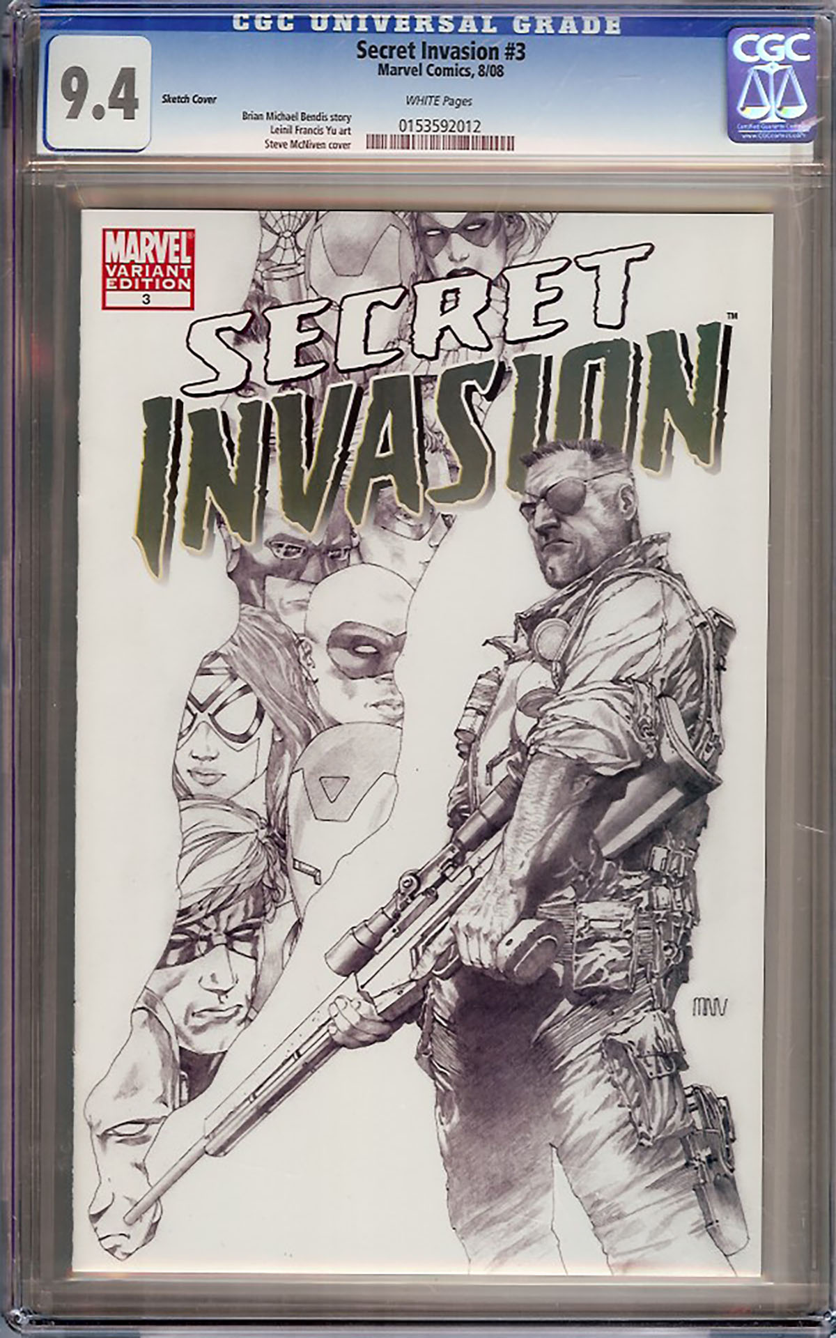 Secret Invasion #3 CGC 9.4 w Sketch Cover