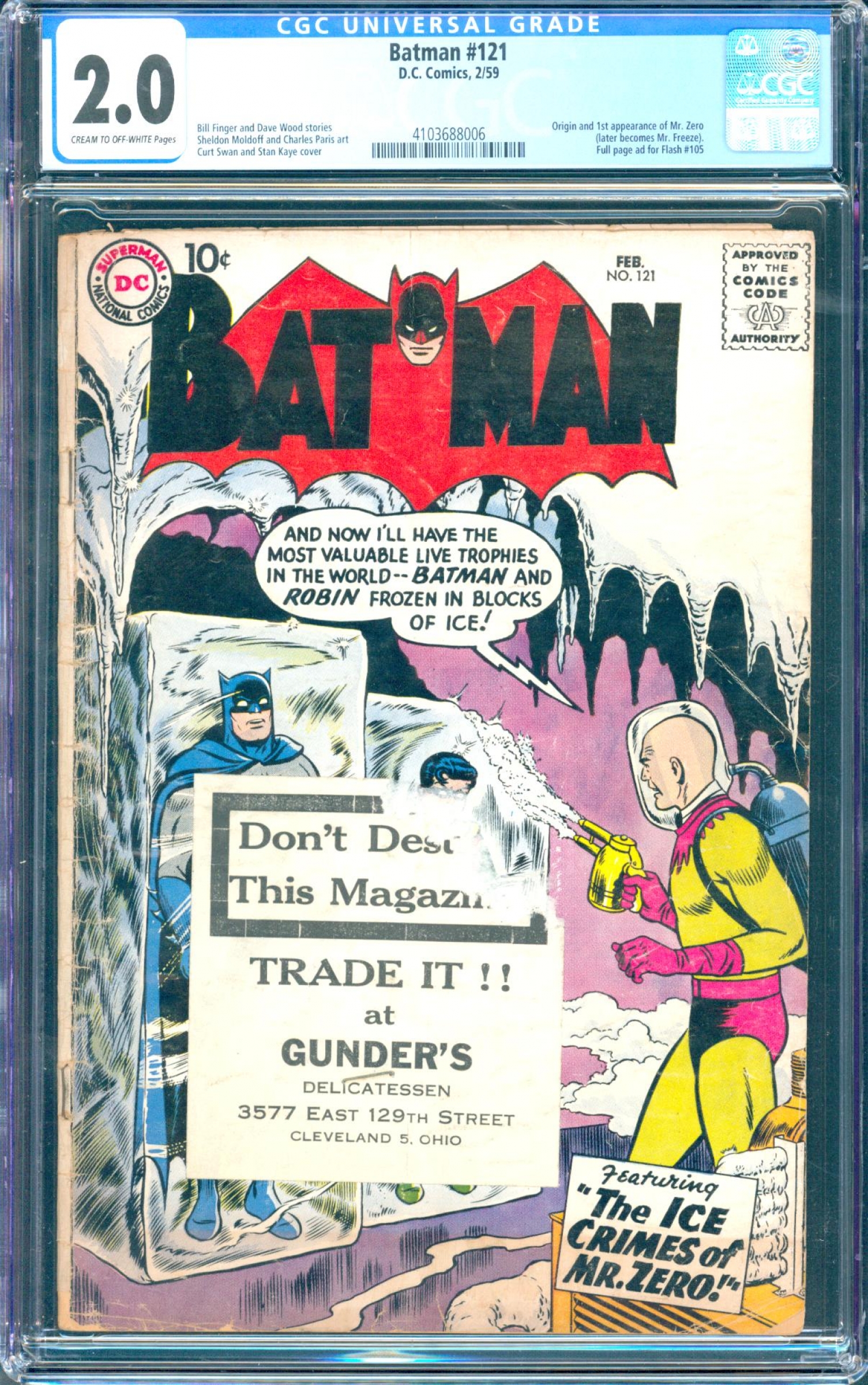 Batman #121 CGC 2.0 cr/ow