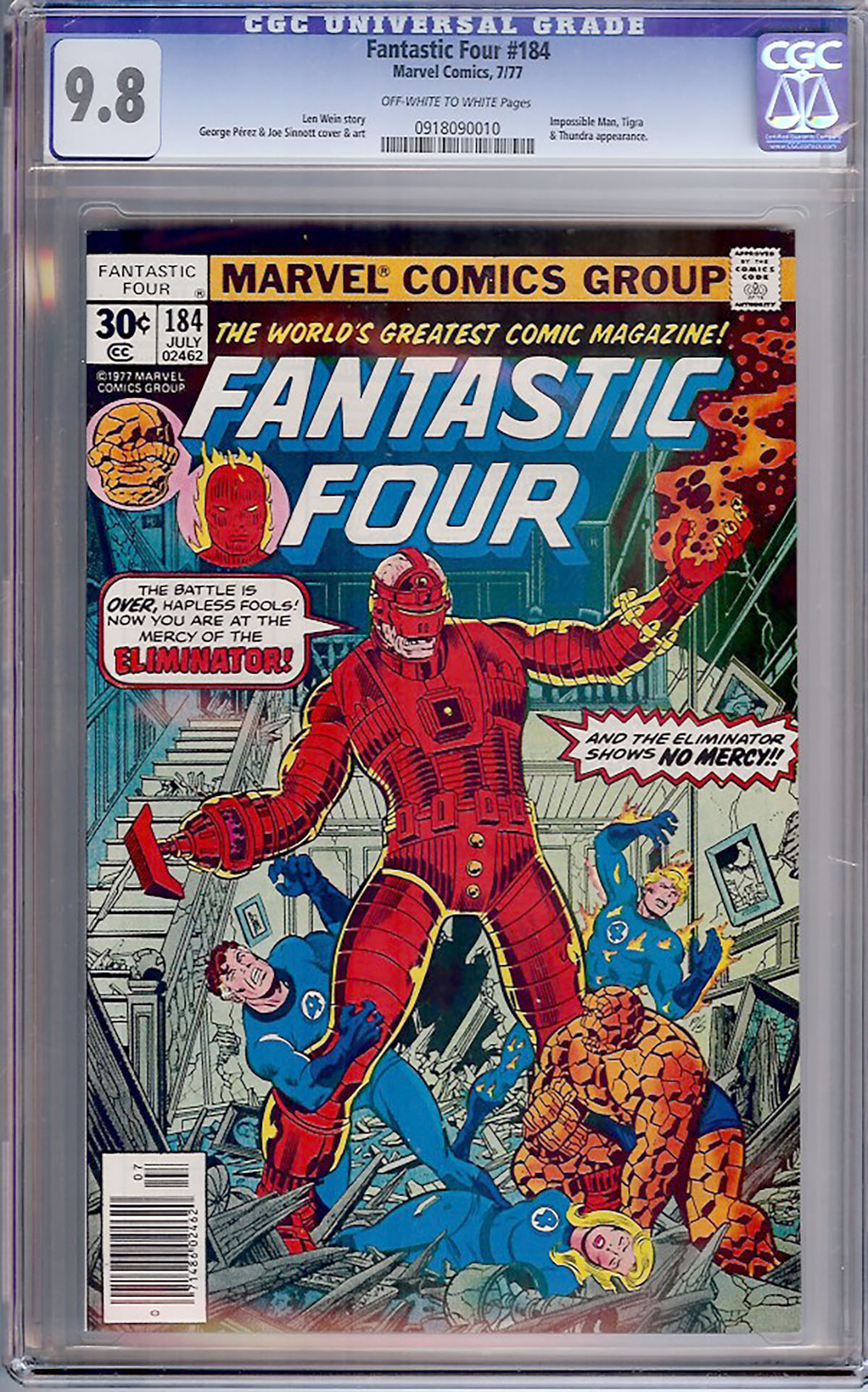 Fantastic Four #184 CGC 9.8 ow/w