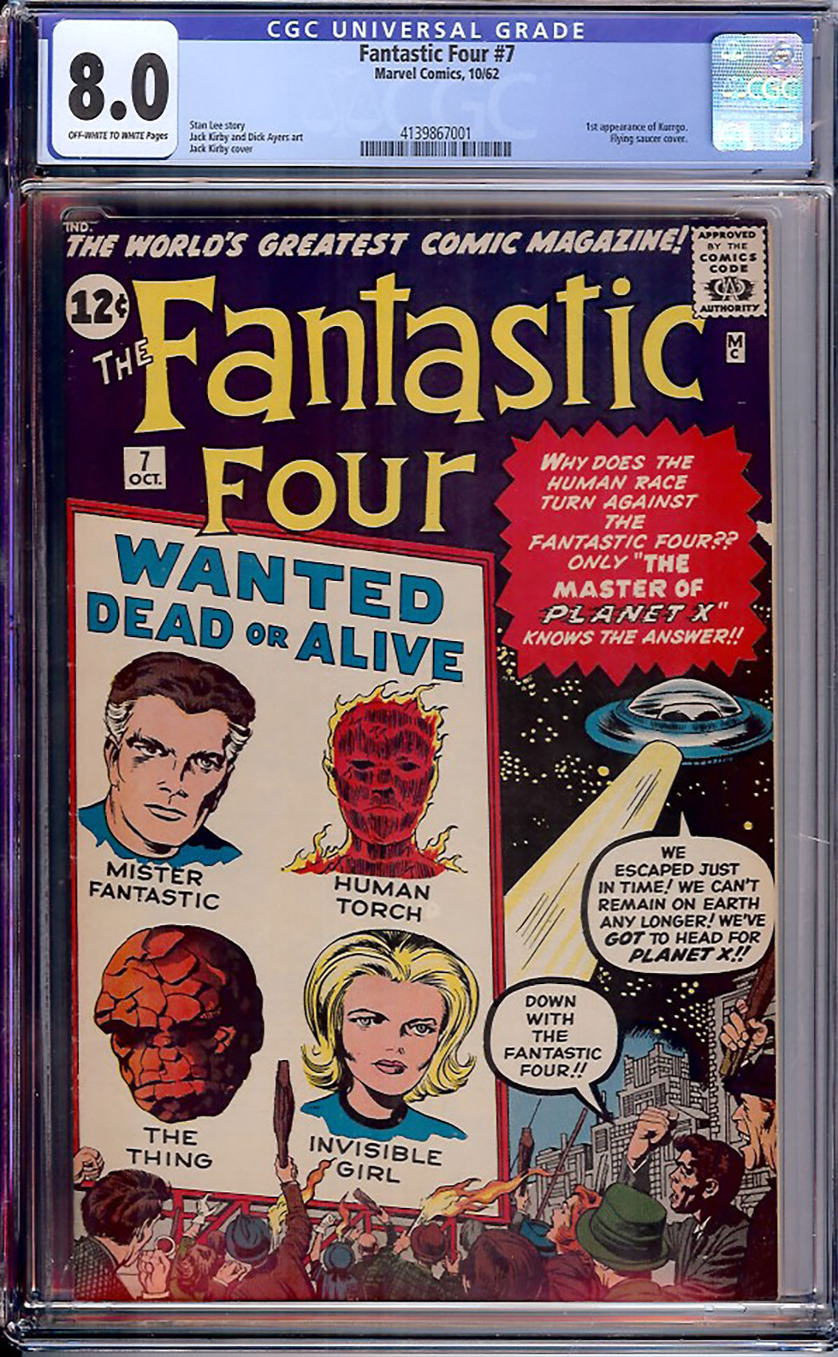 Fantastic Four #7 CGC 8.0 ow/w