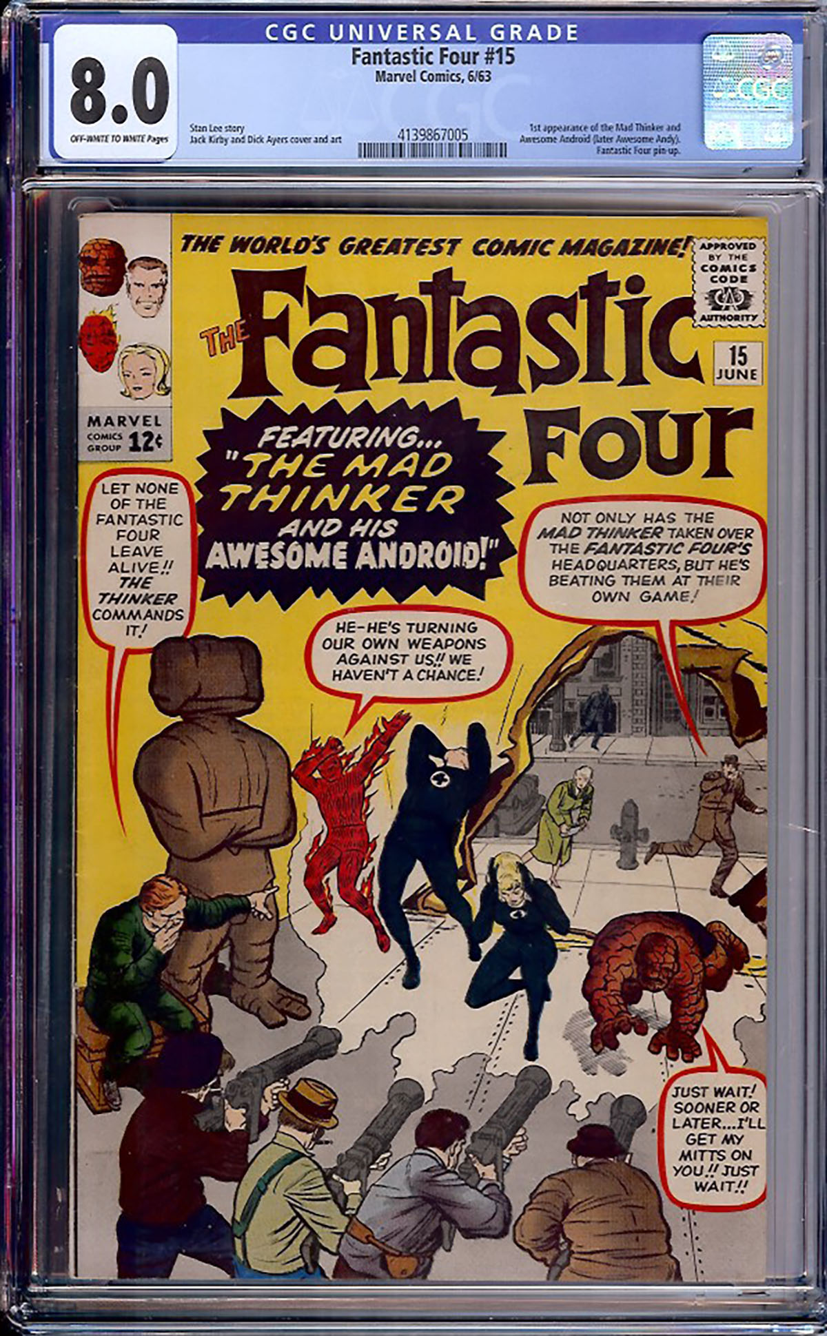 Fantastic Four #15 CGC 8.0 ow/w