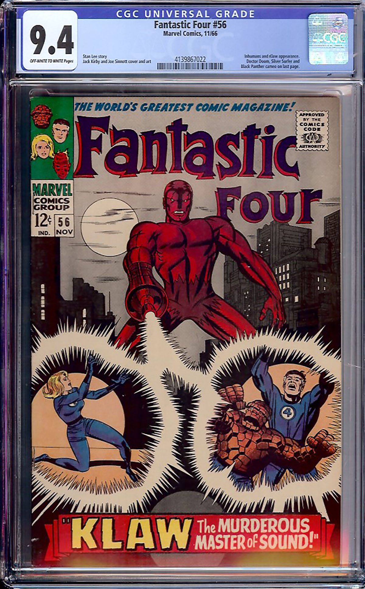 Fantastic Four #56 CGC 9.4 ow/w