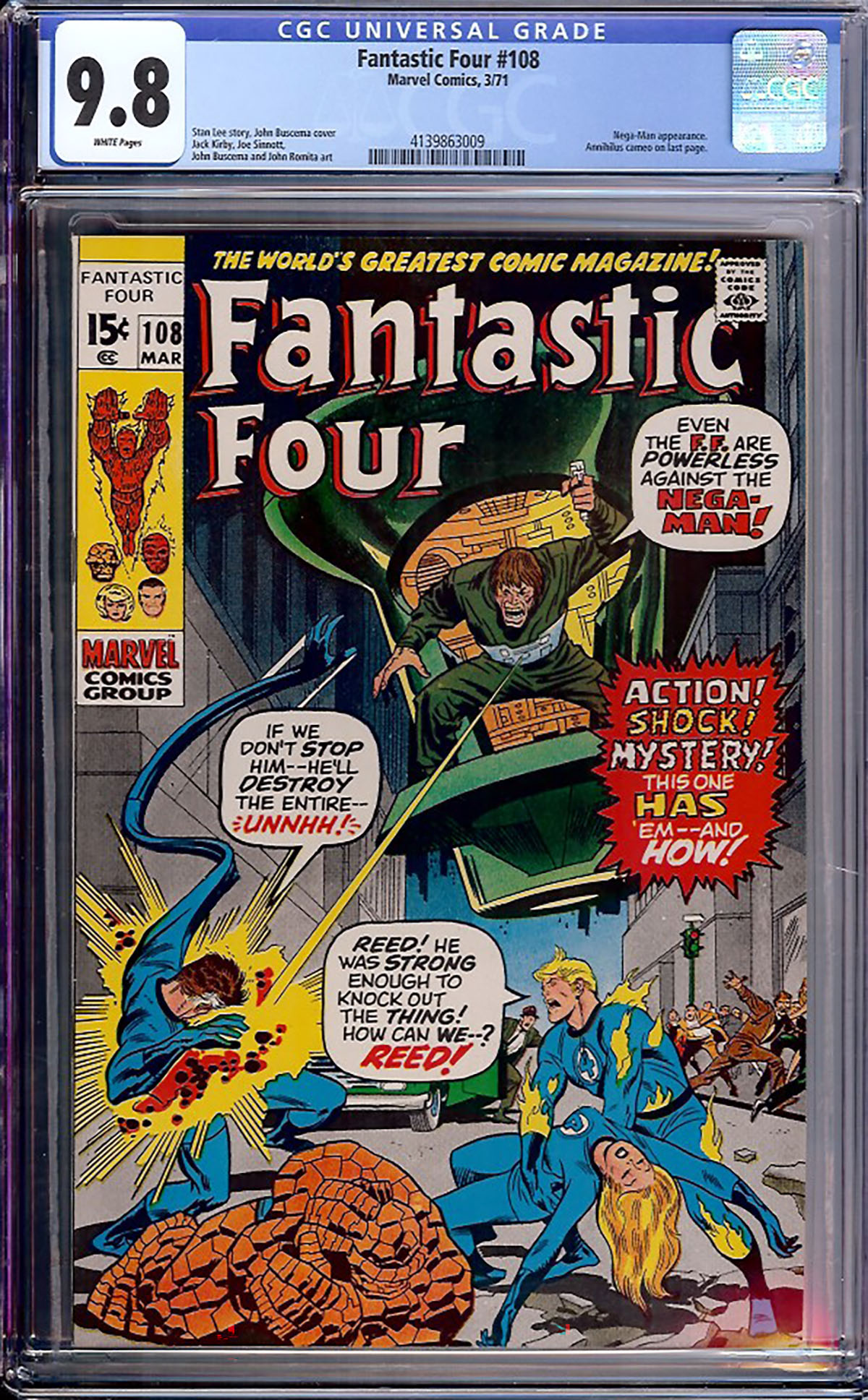 Fantastic Four #108 CGC 9.8 w
