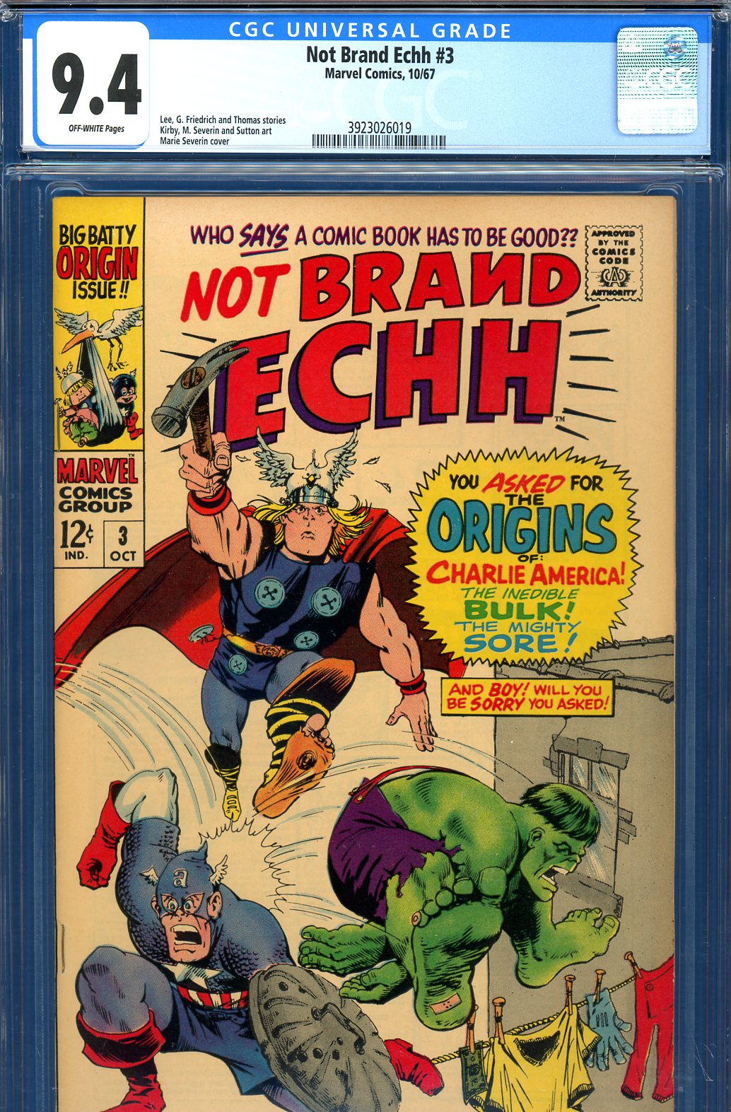 Not Brand Echh #3 CGC 9.4 ow