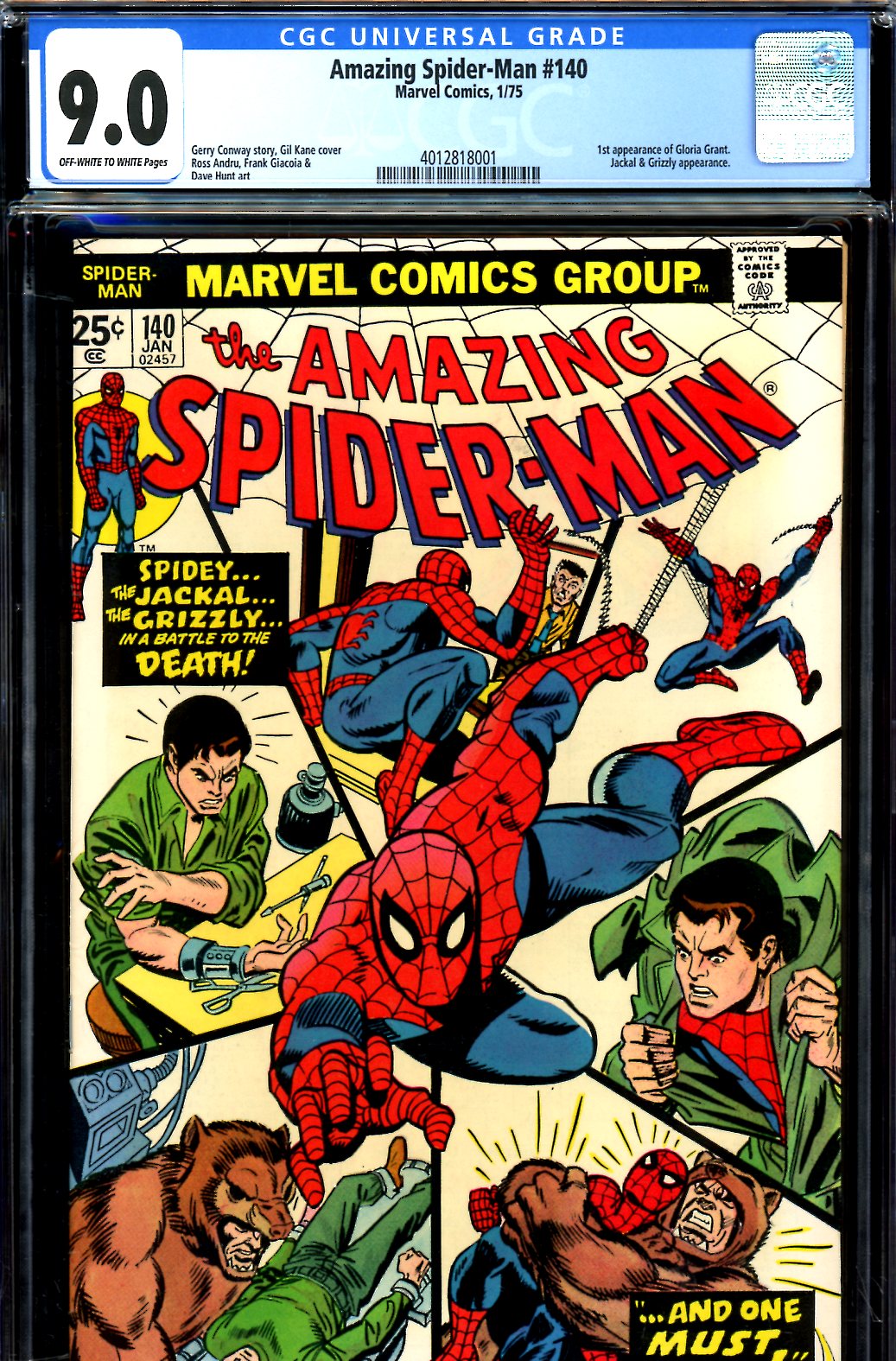 Amazing Spider-Man #140 CGC 9.0 ow/w