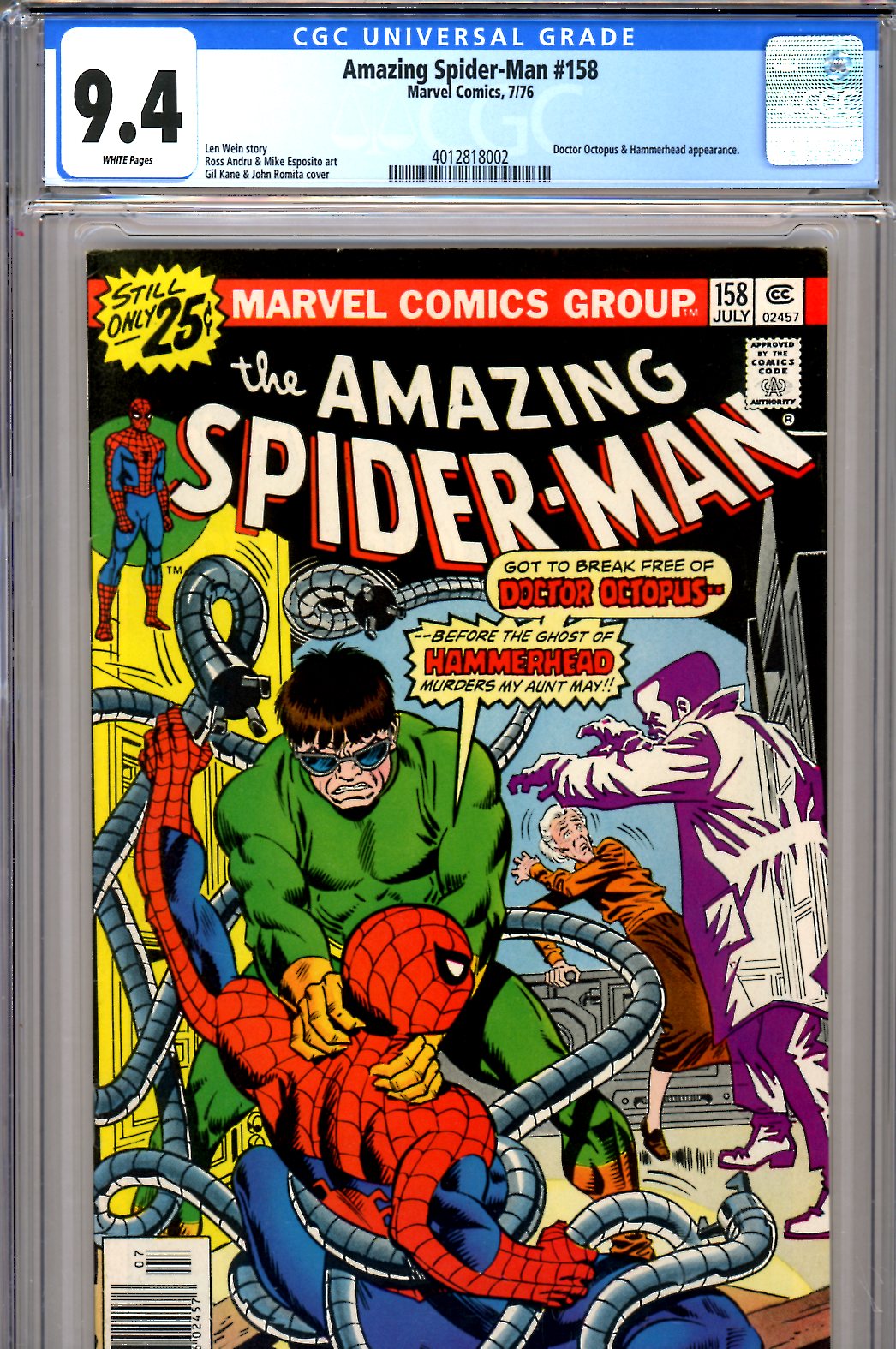 Amazing Spider-Man #158 CGC 9.4 w