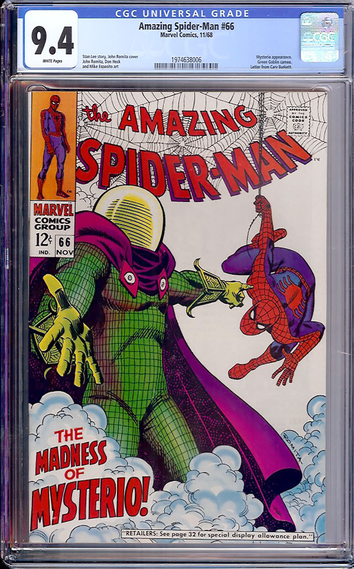 Amazing Spider-Man #66 CGC 9.4 w