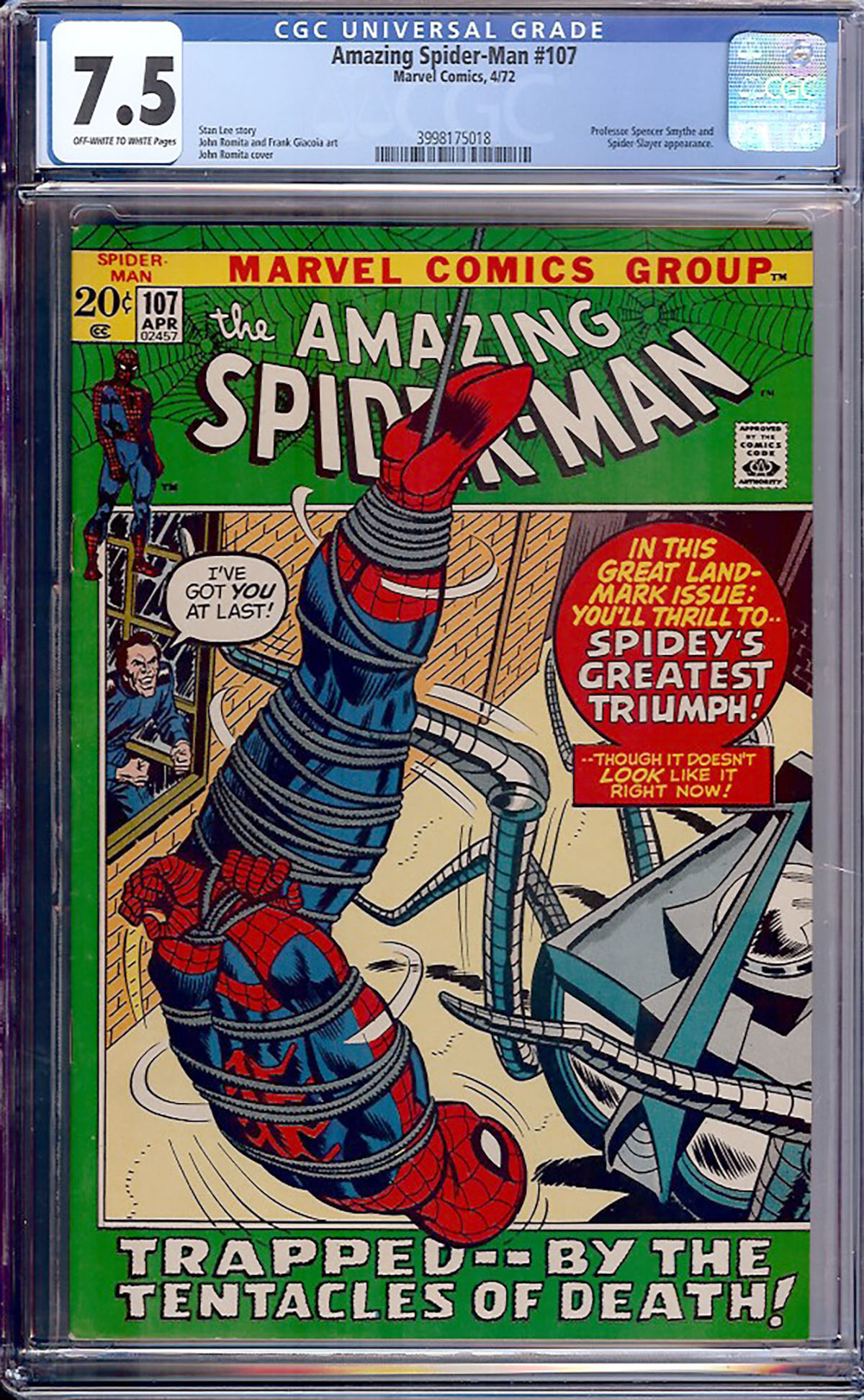 Amazing Spider-Man #107 CGC 7.5 ow/w