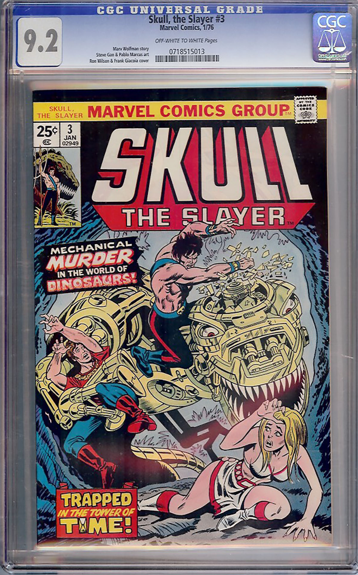 Skull, the Slayer #3 CGC 9.2 ow/w