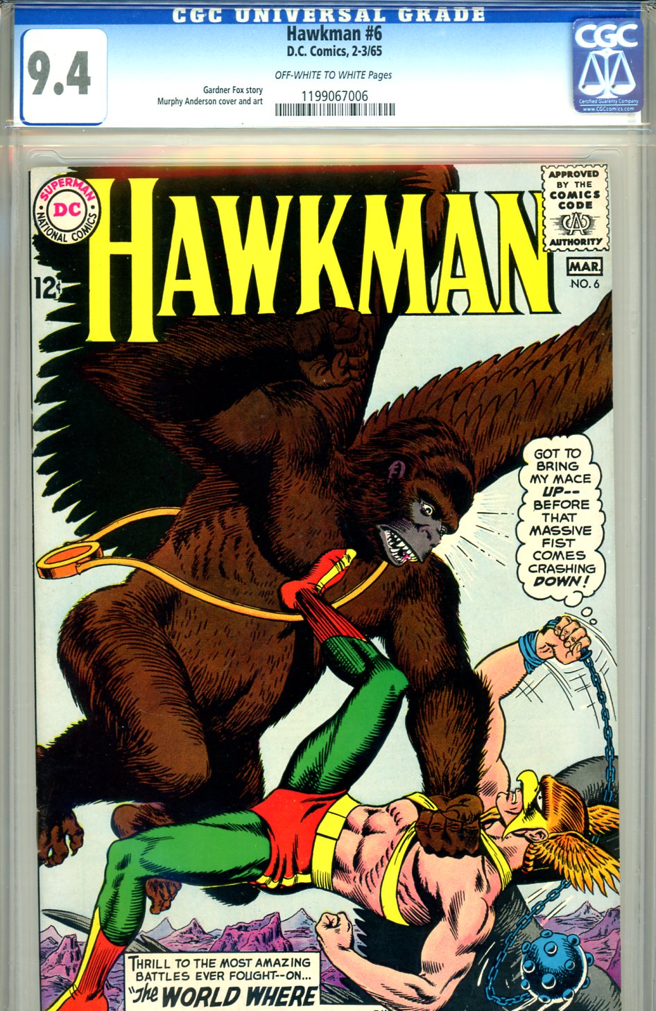 Hawkman #6 CGC 9.4 ow/w