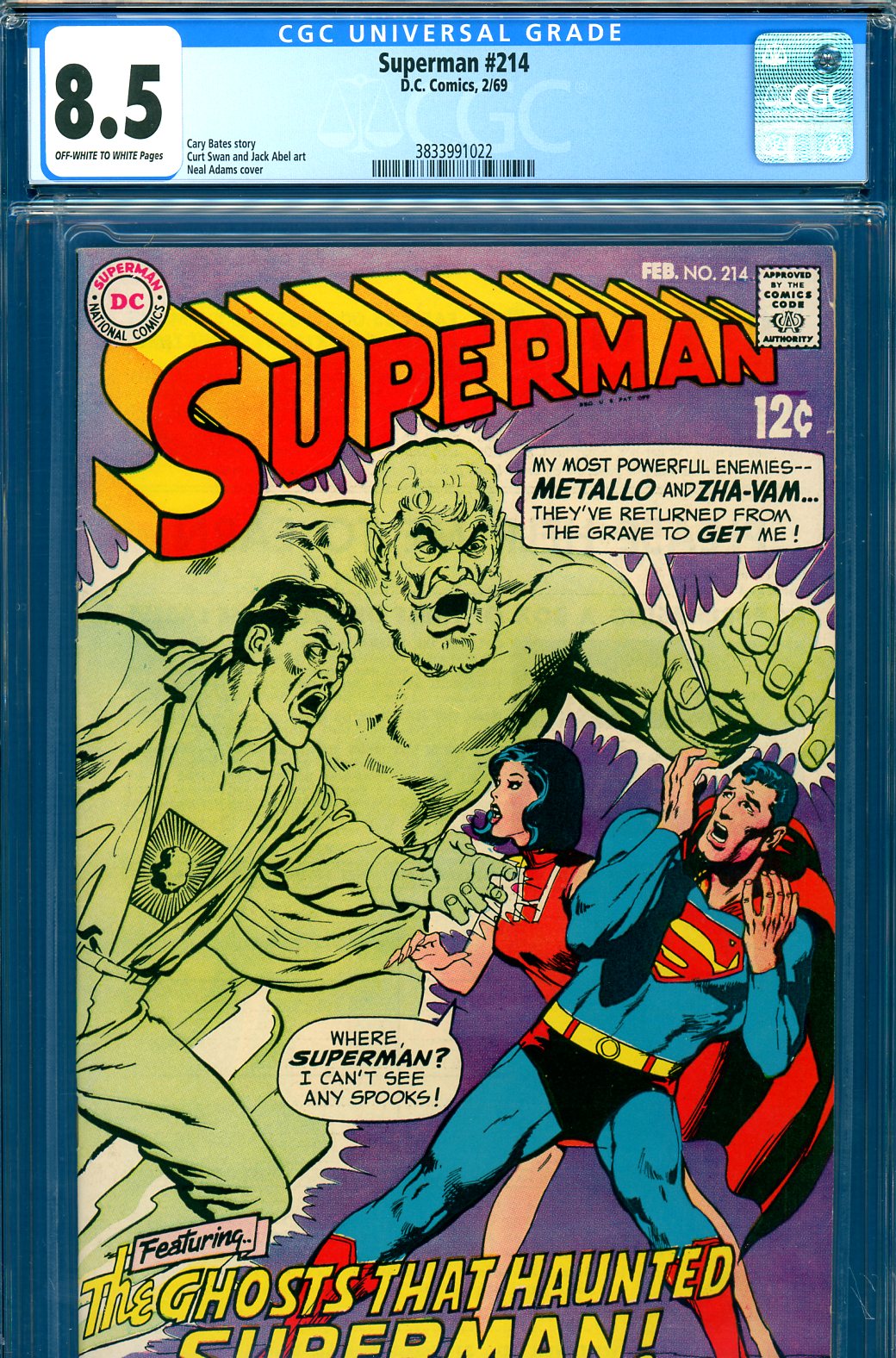 Superman #214 CGC 8.5 ow/w