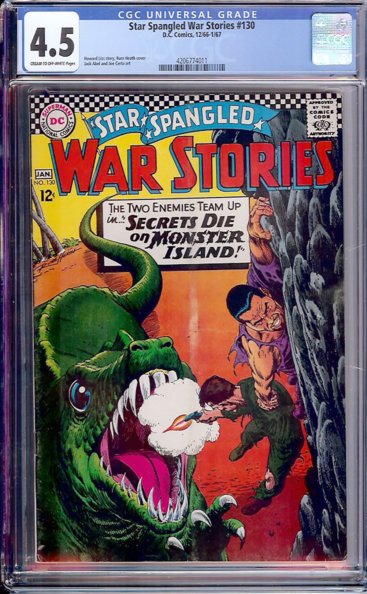 Star Spangled War Stories #130 CGC 4.5 cr/ow
