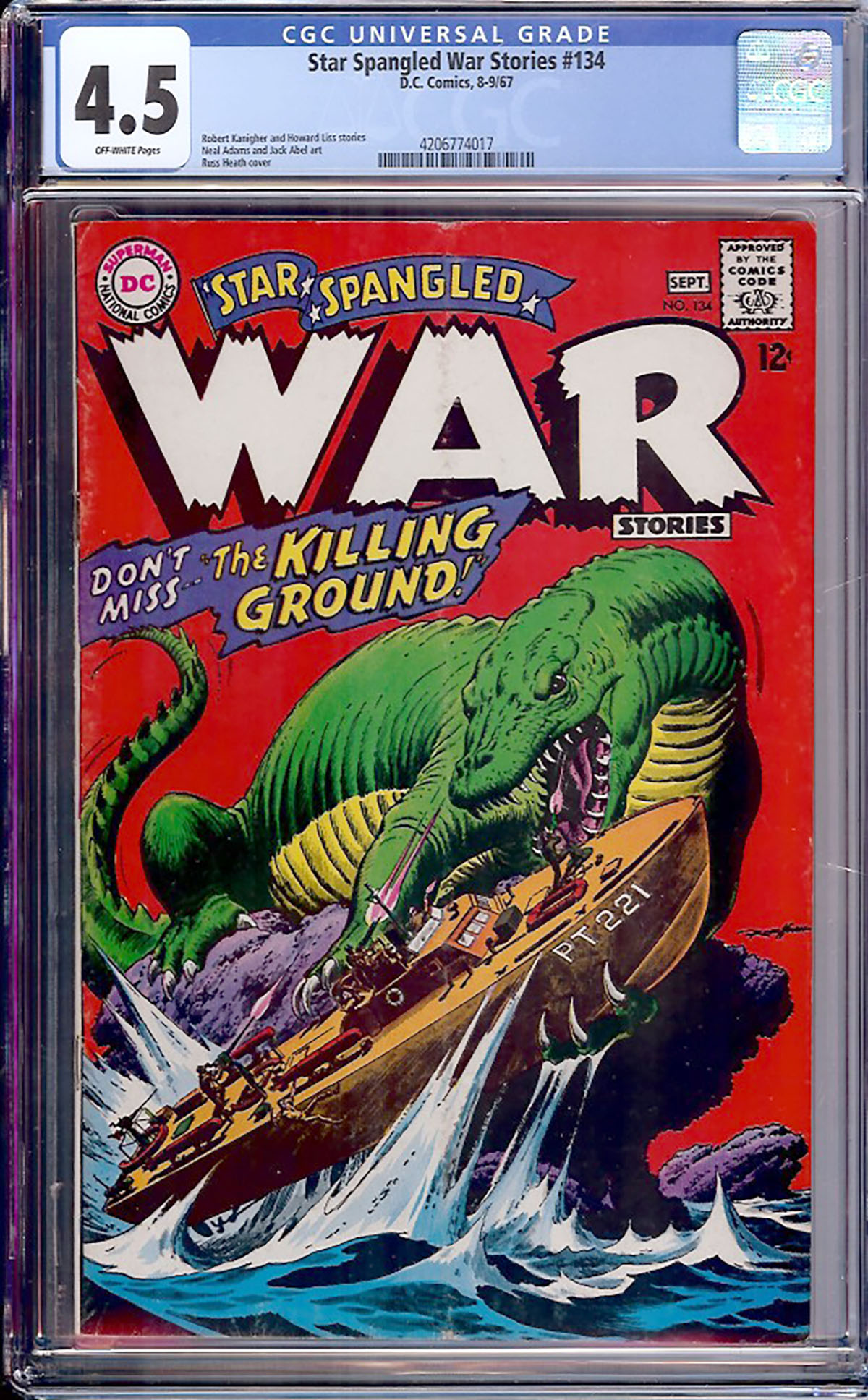Star Spangled War Stories #134 CGC 4.5 ow