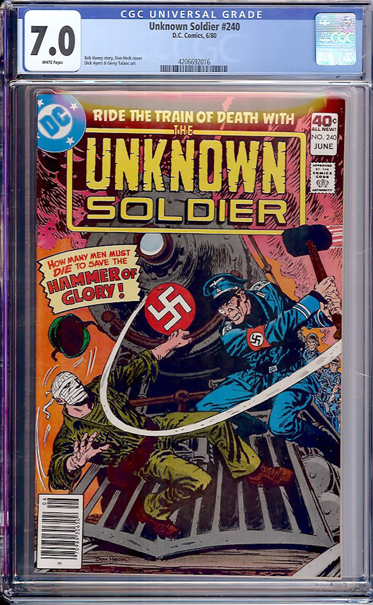 Unknown Soldier #240 CGC 7.0 w