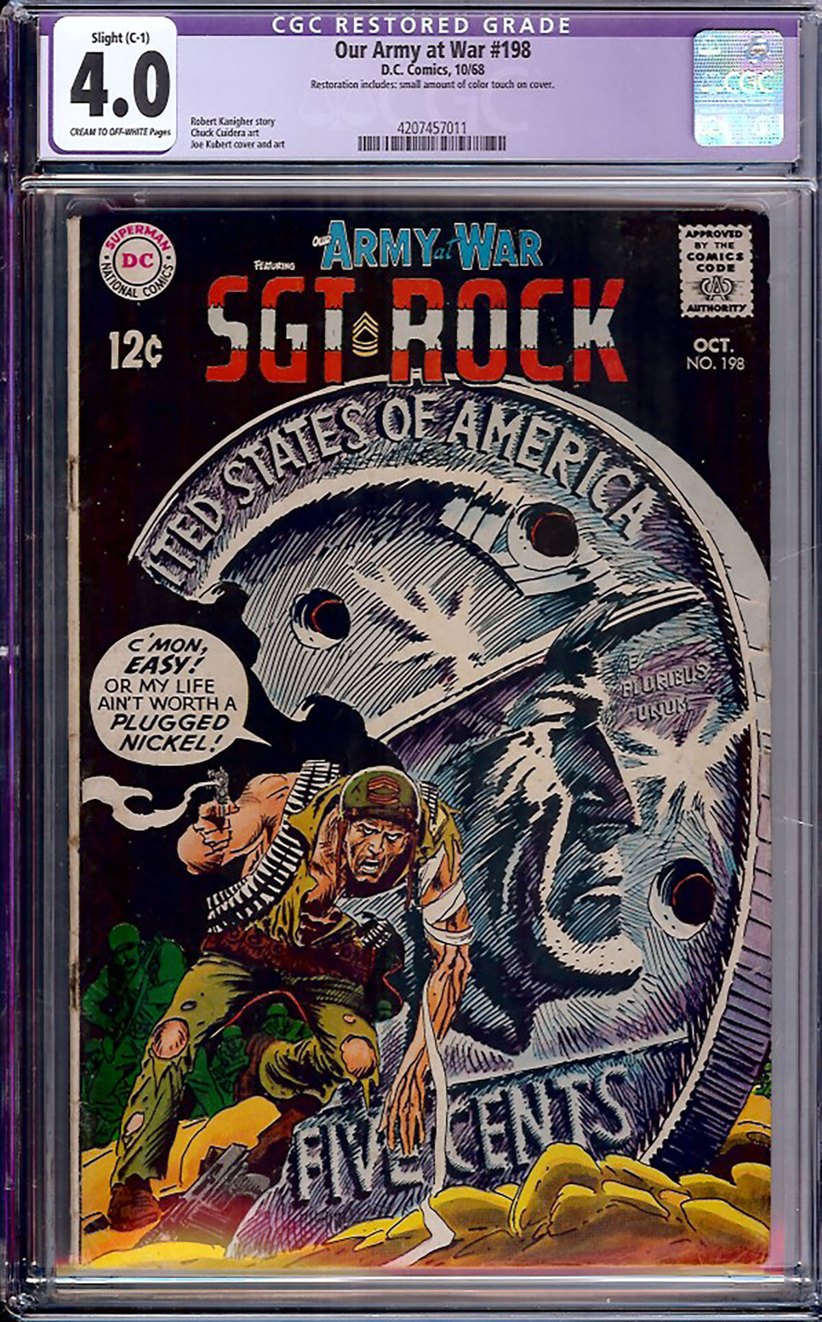 Our Army at War #198 CGC 4.0 cr/ow